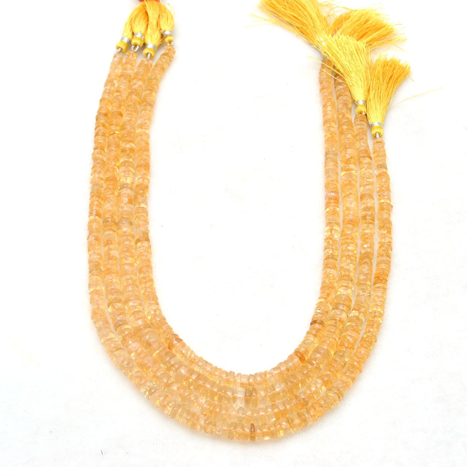 Natural Citrine Plain Tyre Shape Gemstone 16" Strand - Kanika Creations