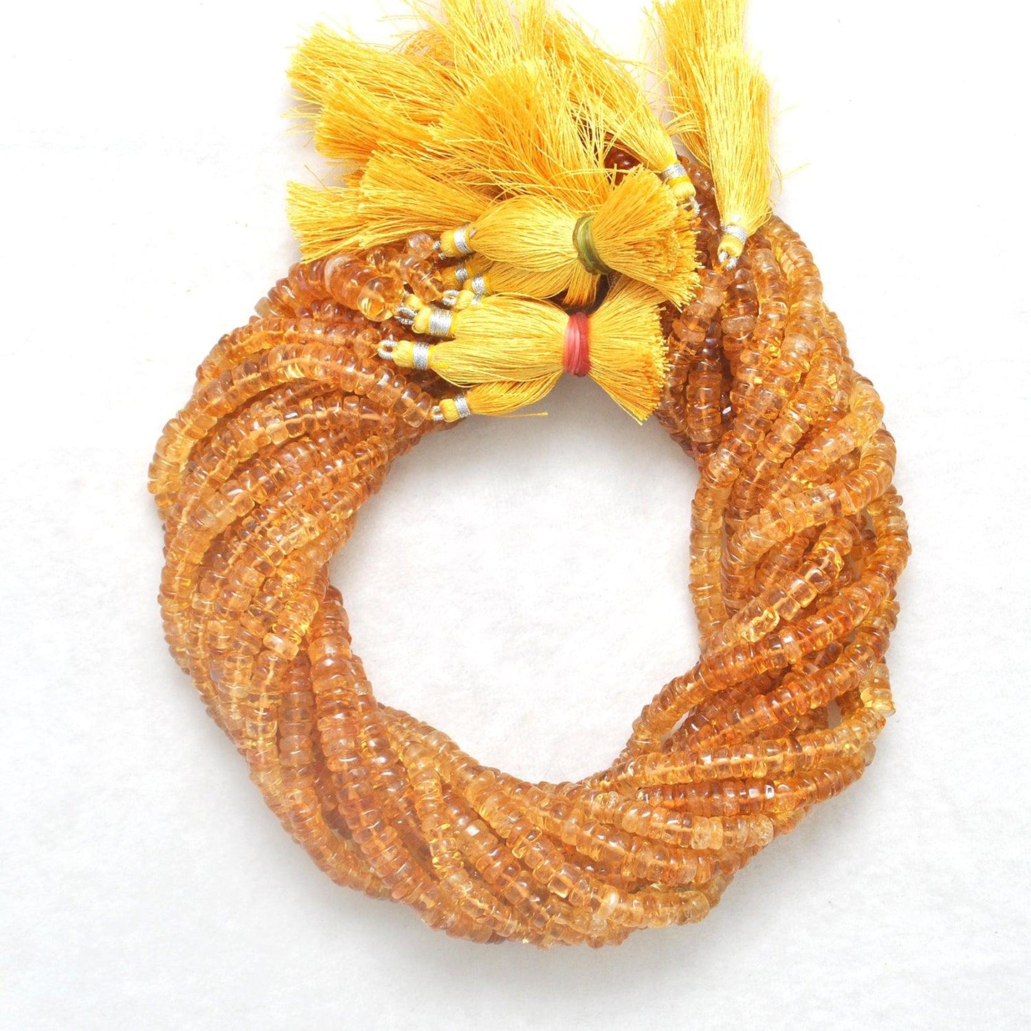 Natural Citrine Plain Tyre Shape Gemstone 16" Strand - Kanika Creations