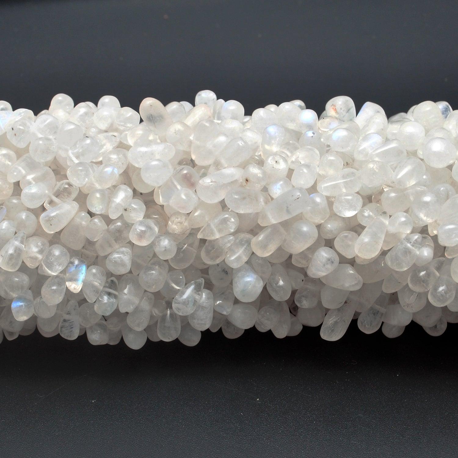 Rainbow Moonstone Plain Drop Gemstone Beads 16" Strand - Kanika Creations