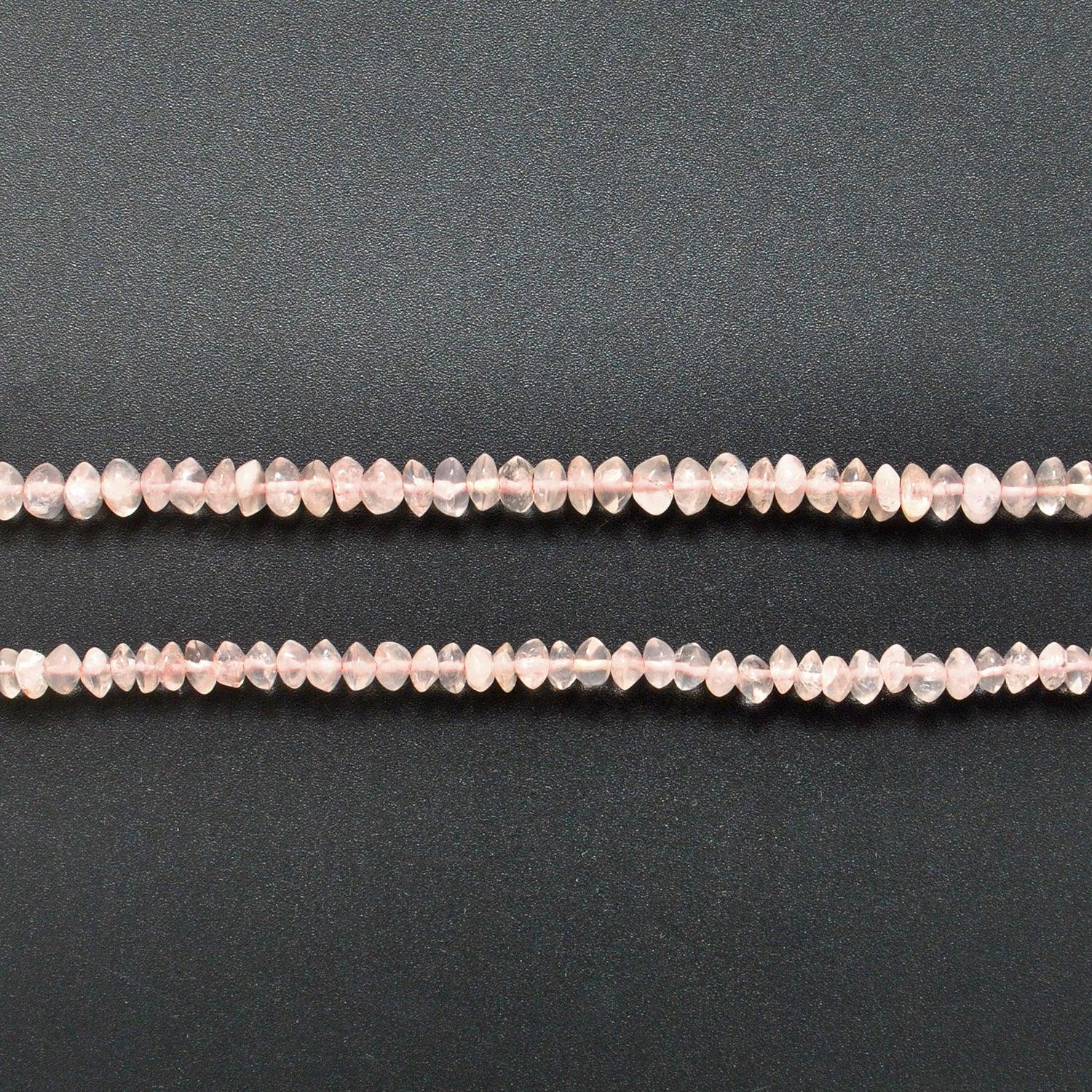 Natural Rose Quartz Plain Button Gemstone Beads 14" Strand - Kanika Creations