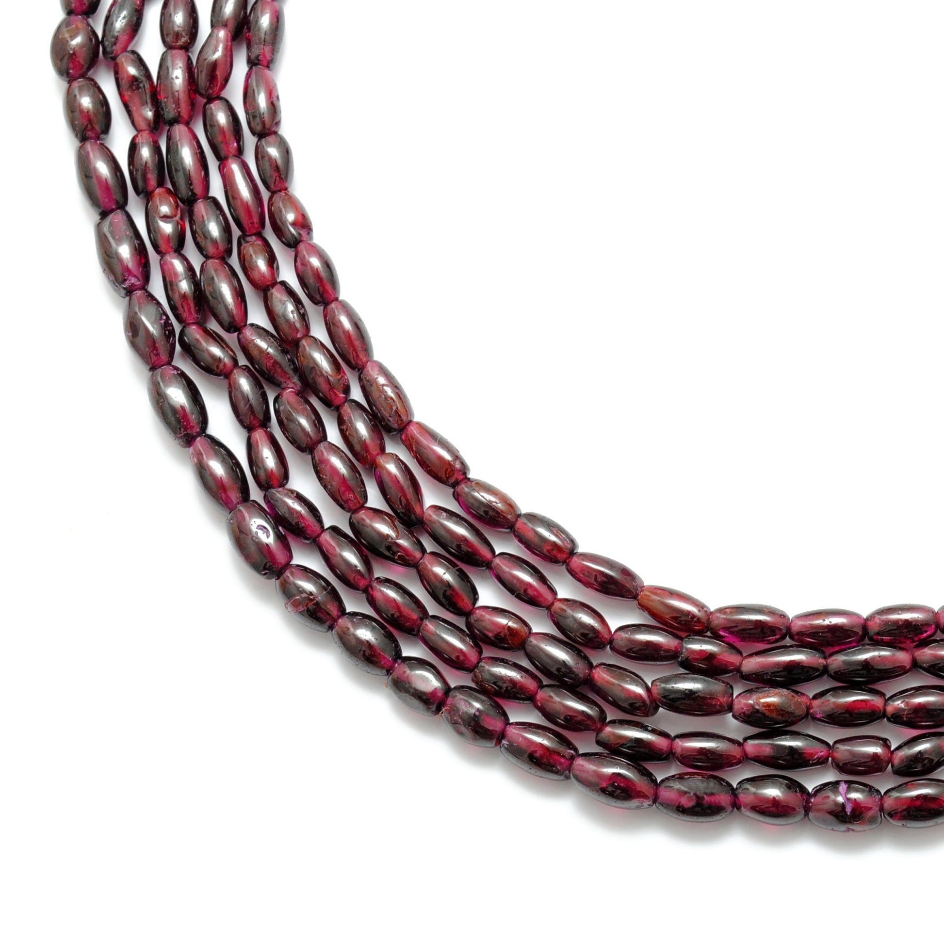 Natural Rhodolite Garnet Drum Beads, Mixed Size Plain 16" Strand, 55 Stones – Kanika Creations - Kanika Creations