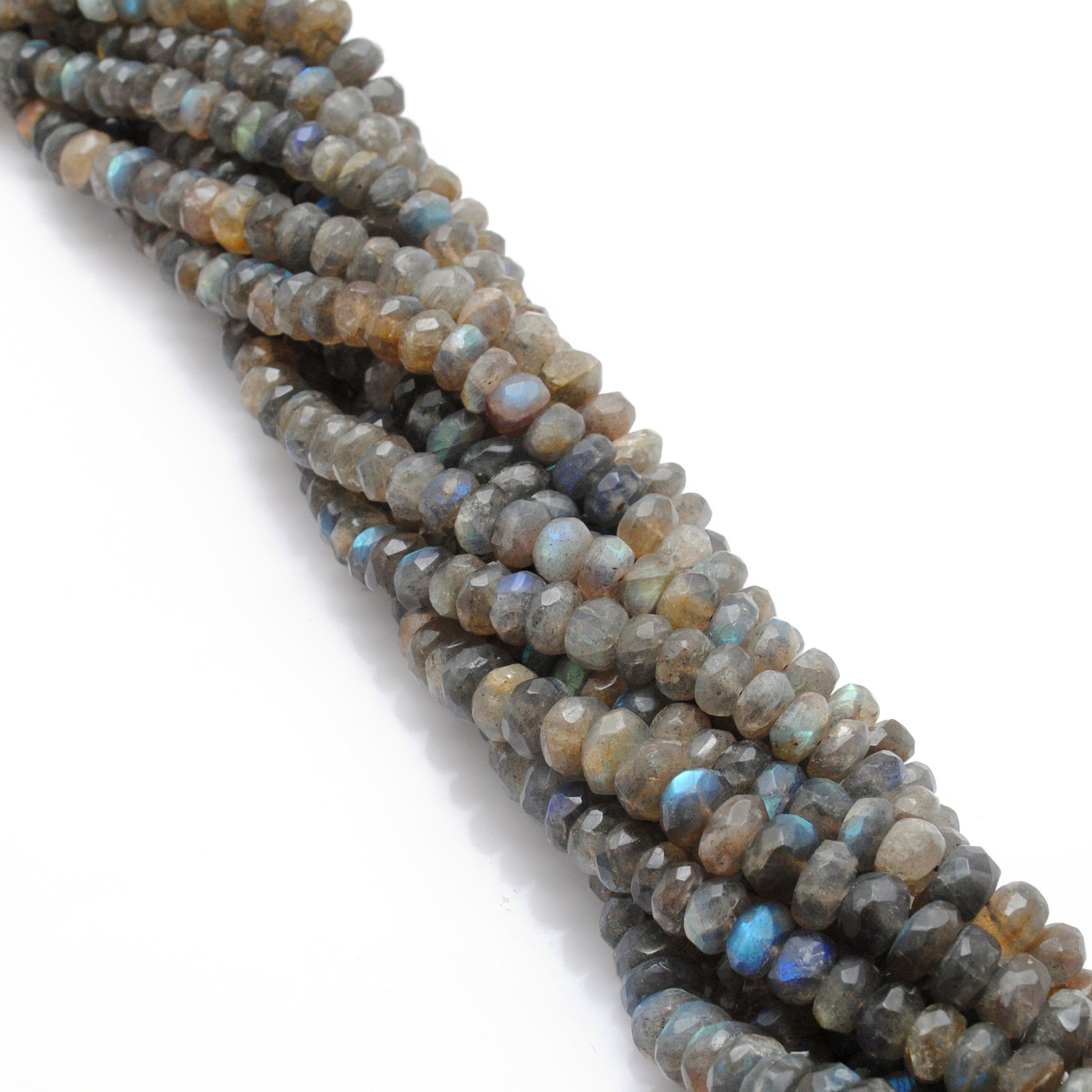 Natural Labradorite Faceted Tyre Beads – 4-6mm or 8mm, 16" Strand | Kanika Creations - Kanika Creations