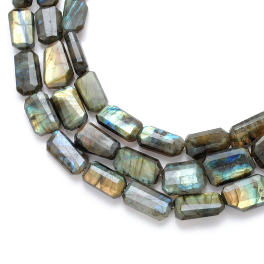 Natural Labradorite Faceted Octagon Beads – Mixed Sizes, 16" Strand - Kanika Creations