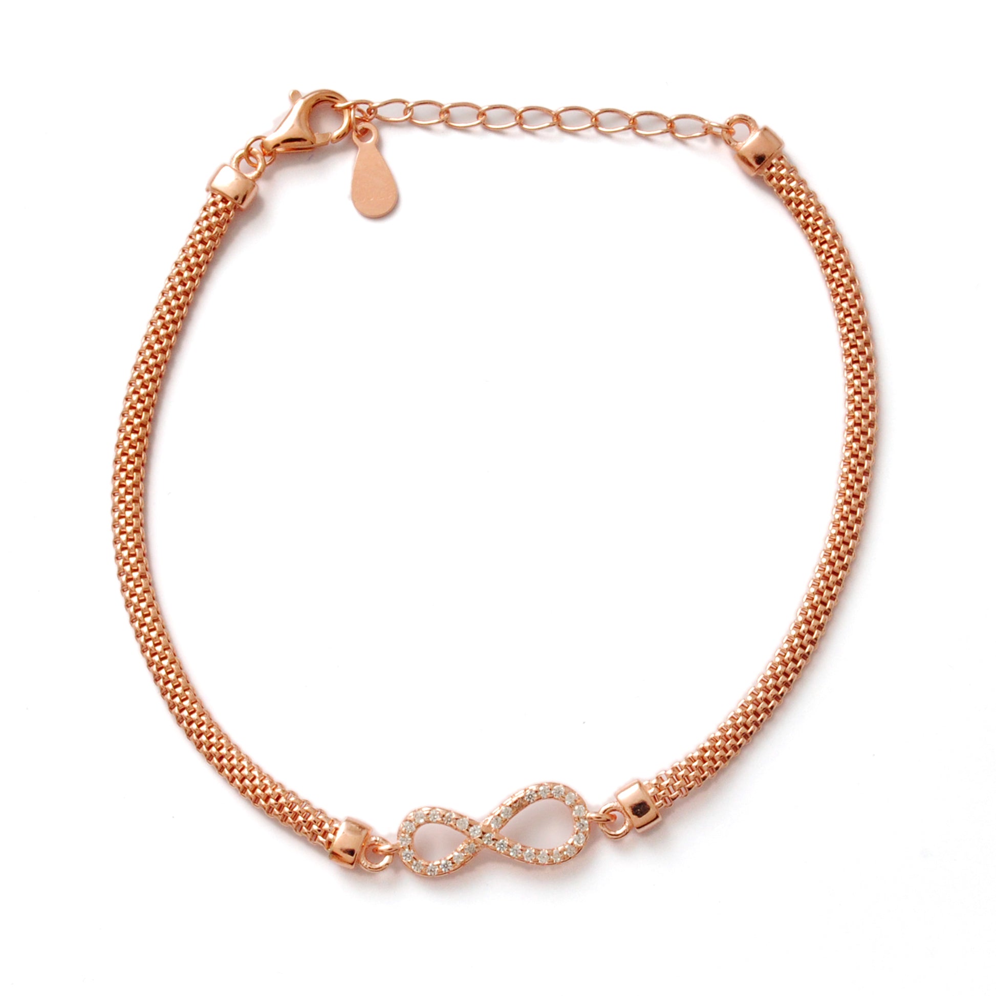 925 Sterling Silver Infinity Loop CZ Bracelet 8 inch – Dainty Unique Gift - Kanika Creations