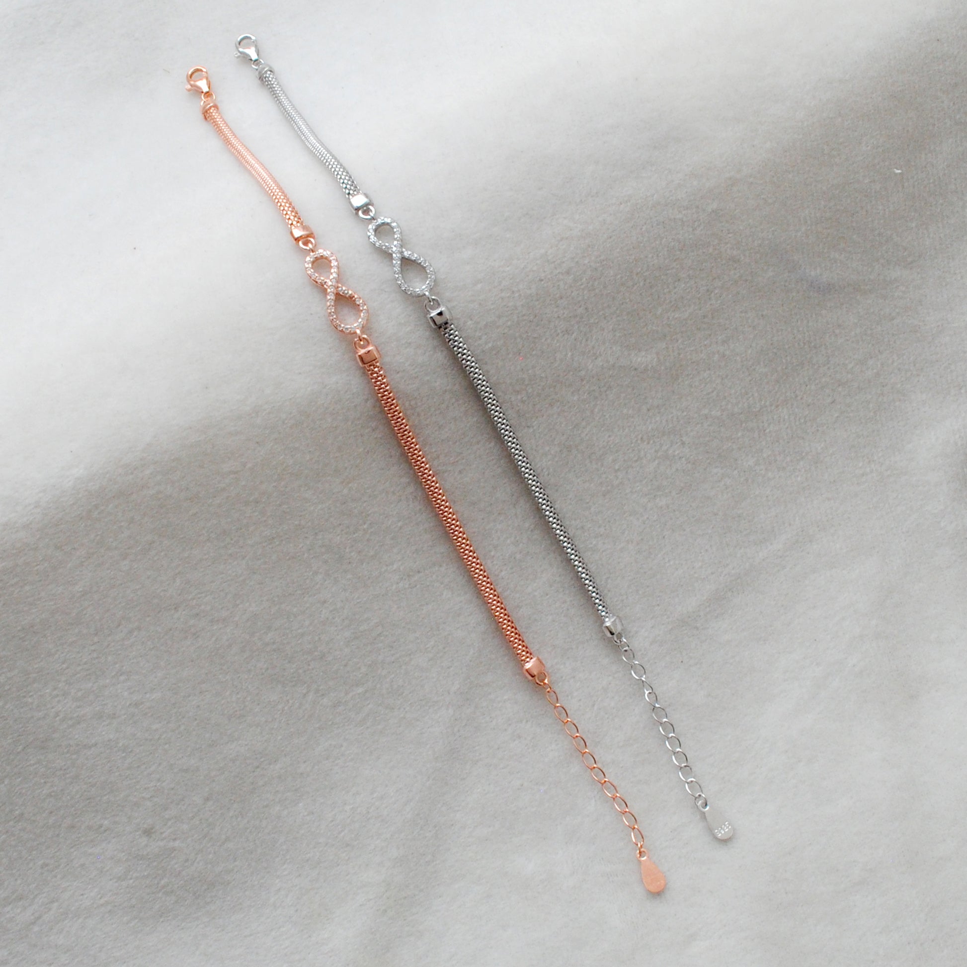 925 Sterling Silver Infinity Loop CZ Bracelet 8 inch – Dainty Unique Gift - Kanika Creations