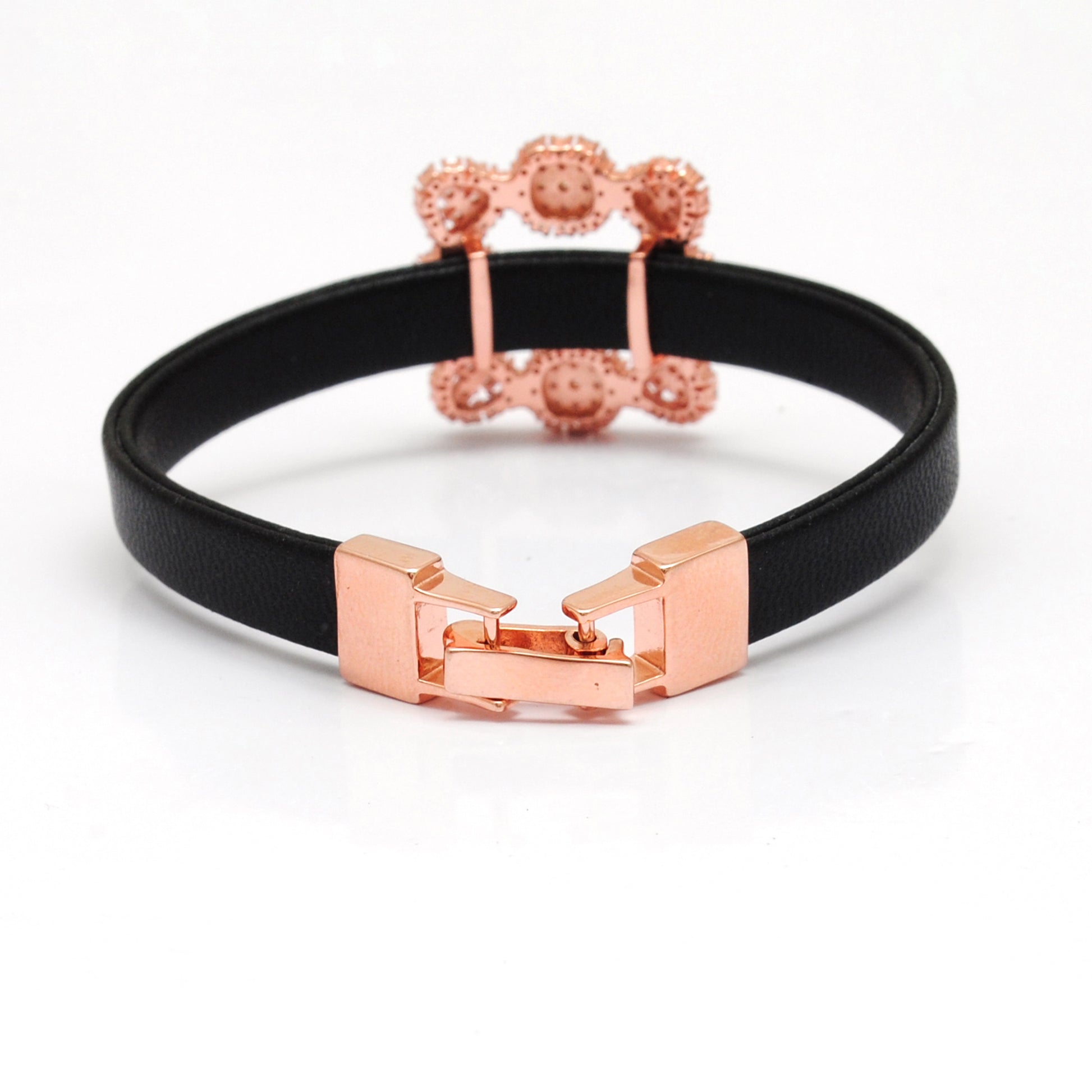 925 Sterling Silver CZ Leather Base Bracelet, 7 Inch – Stylish & Durable Gift - Kanika Creations