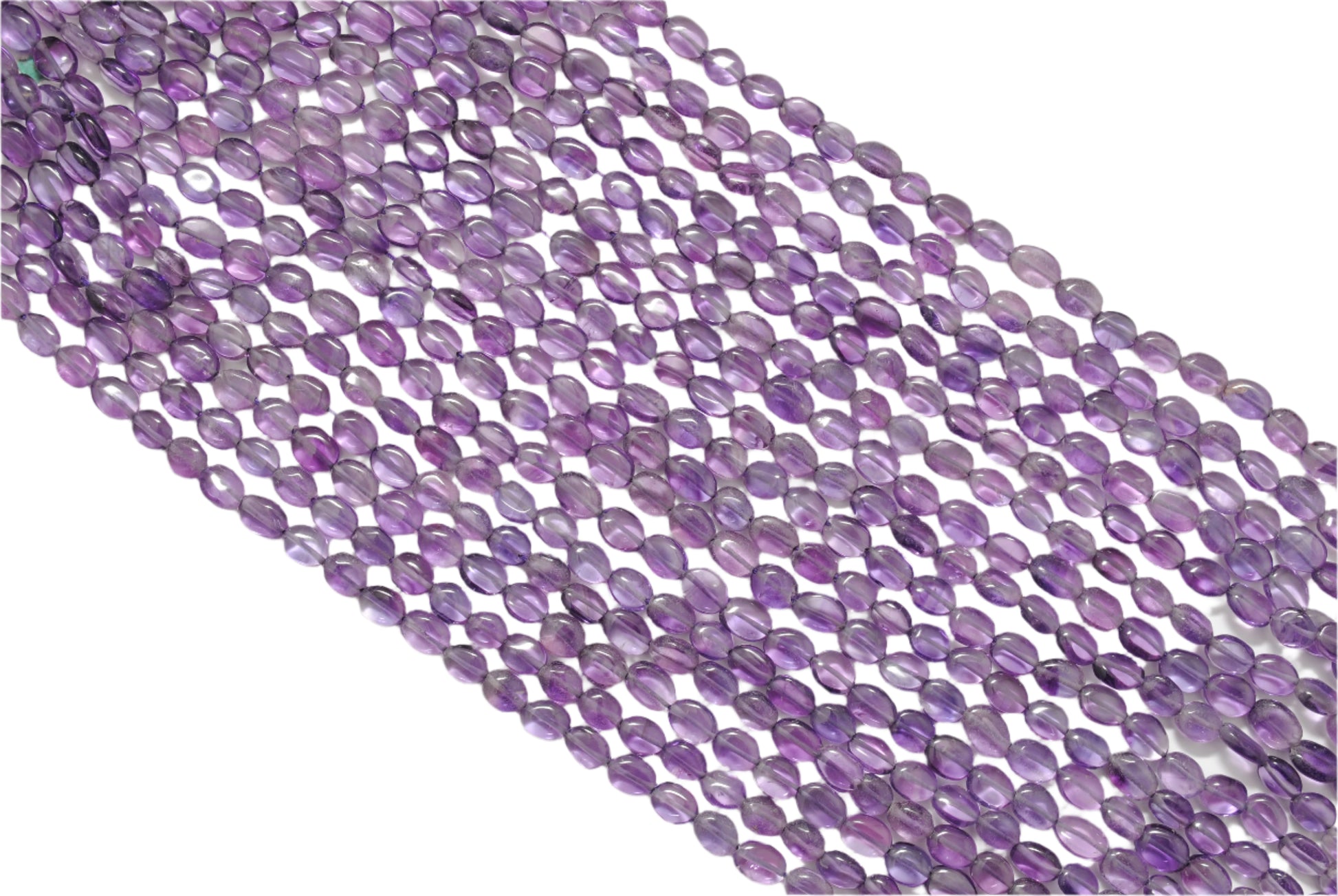 Natural Amethyst Oval Beads – 5x7 to 8x10mm – 16" Strand – Center Drilled for DIY Jewelry - Kanika Creations
