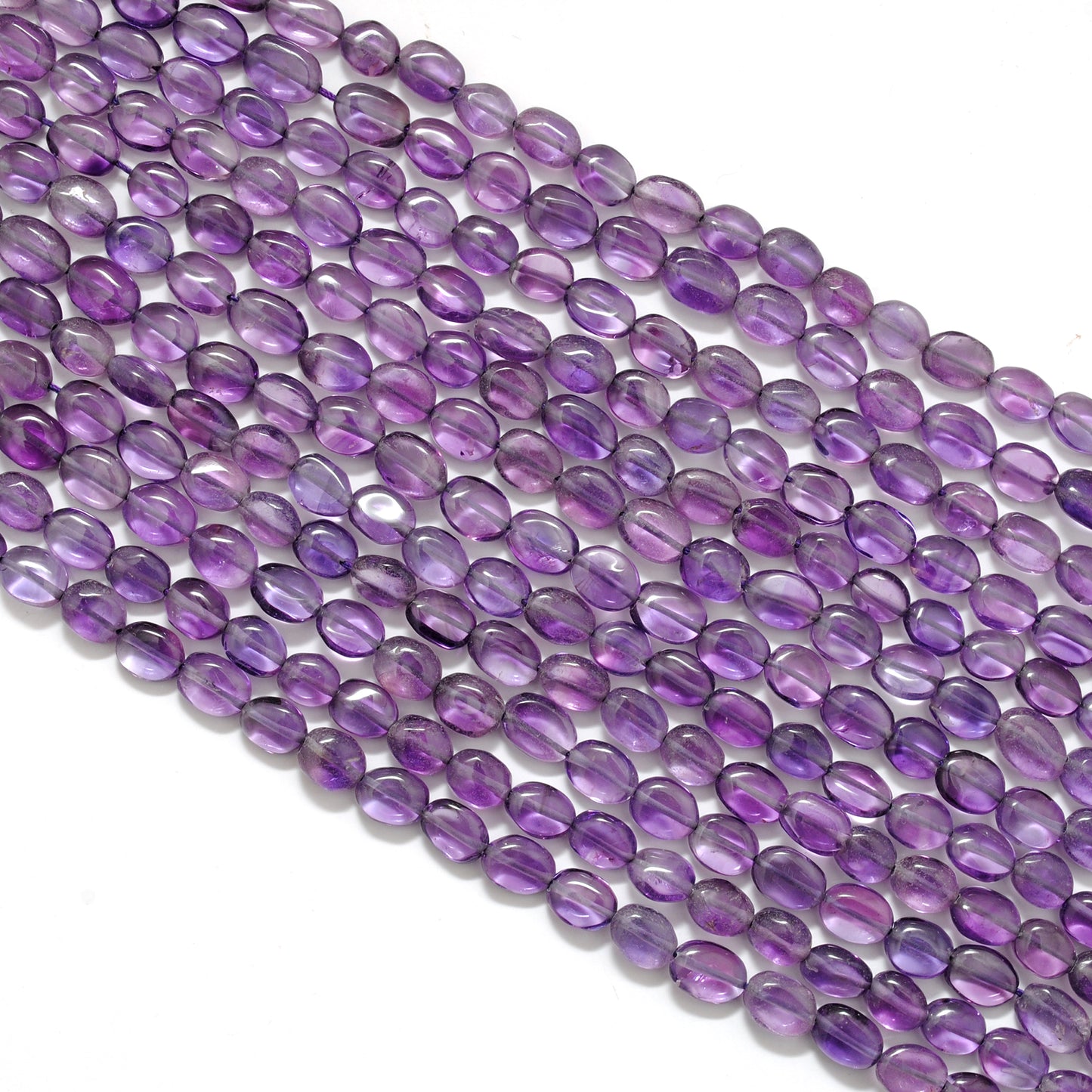 Natural Amethyst Oval Beads – 5x7 to 8x10mm – 16" Strand – Center Drilled for DIY Jewelry - Kanika Creations