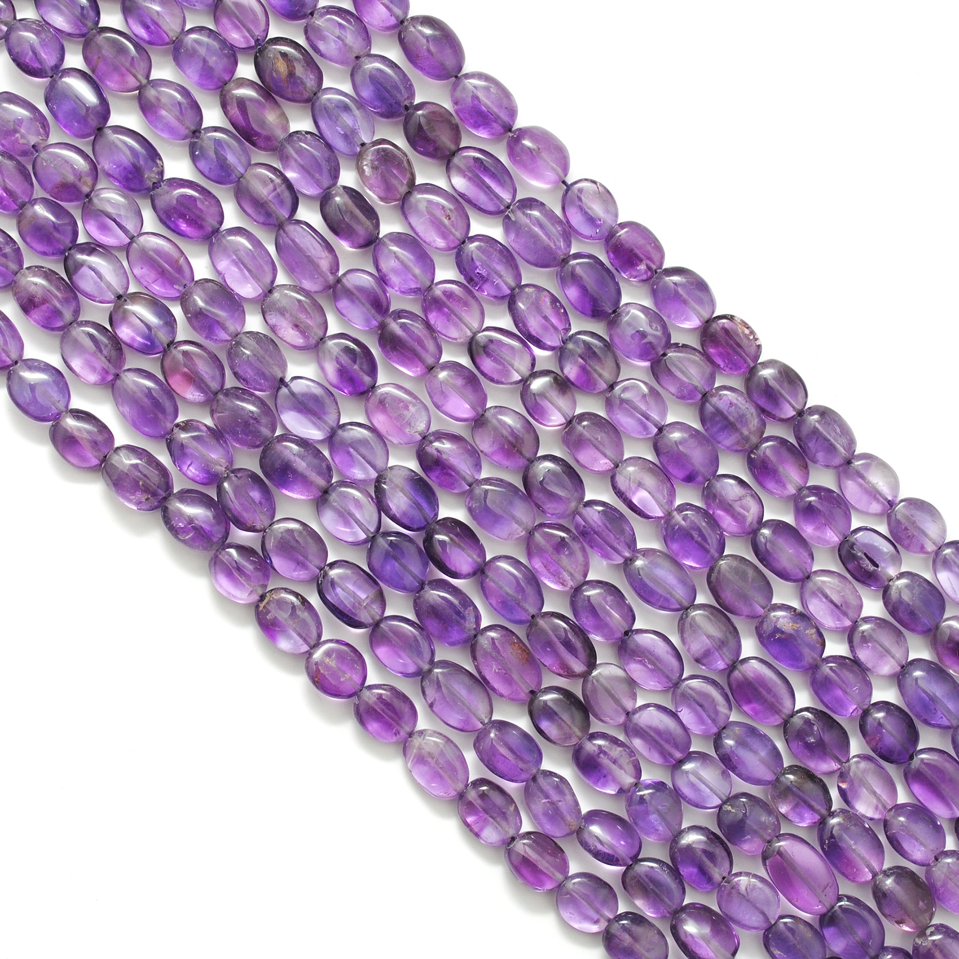 Natural Amethyst Oval Beads – 7x10-8x11mm Mix Sizes – 14" Strand DIY Jewelry Making - Kanika Creations