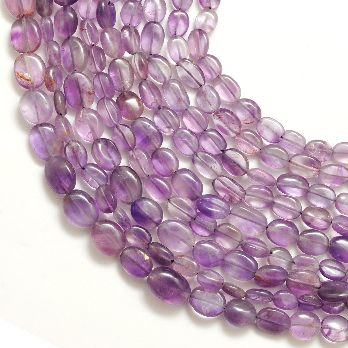 Natural Amethyst Oval Beads – 7x10-8x11mm Mix Sizes – 14" Strand DIY Jewelry Making - Kanika Creations