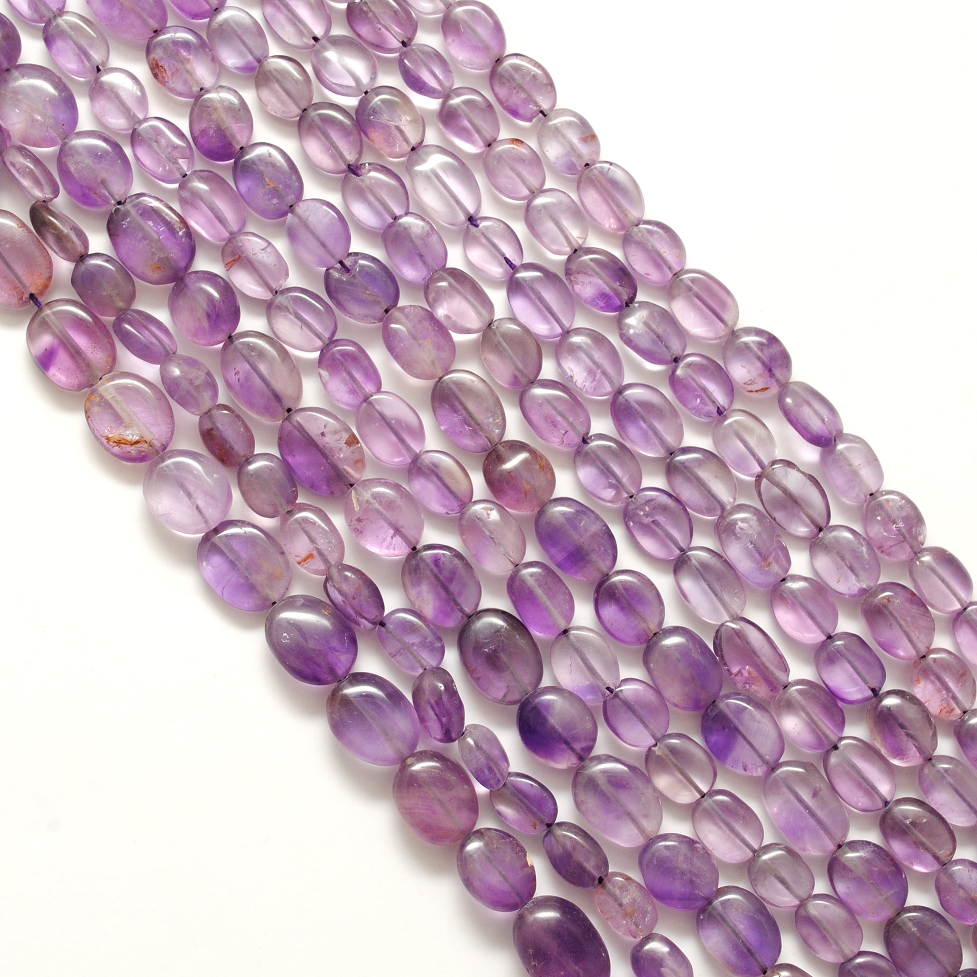 Natural Amethyst Oval Beads – 7x10-8x11mm Mix Sizes – 14" Strand DIY Jewelry Making - Kanika Creations
