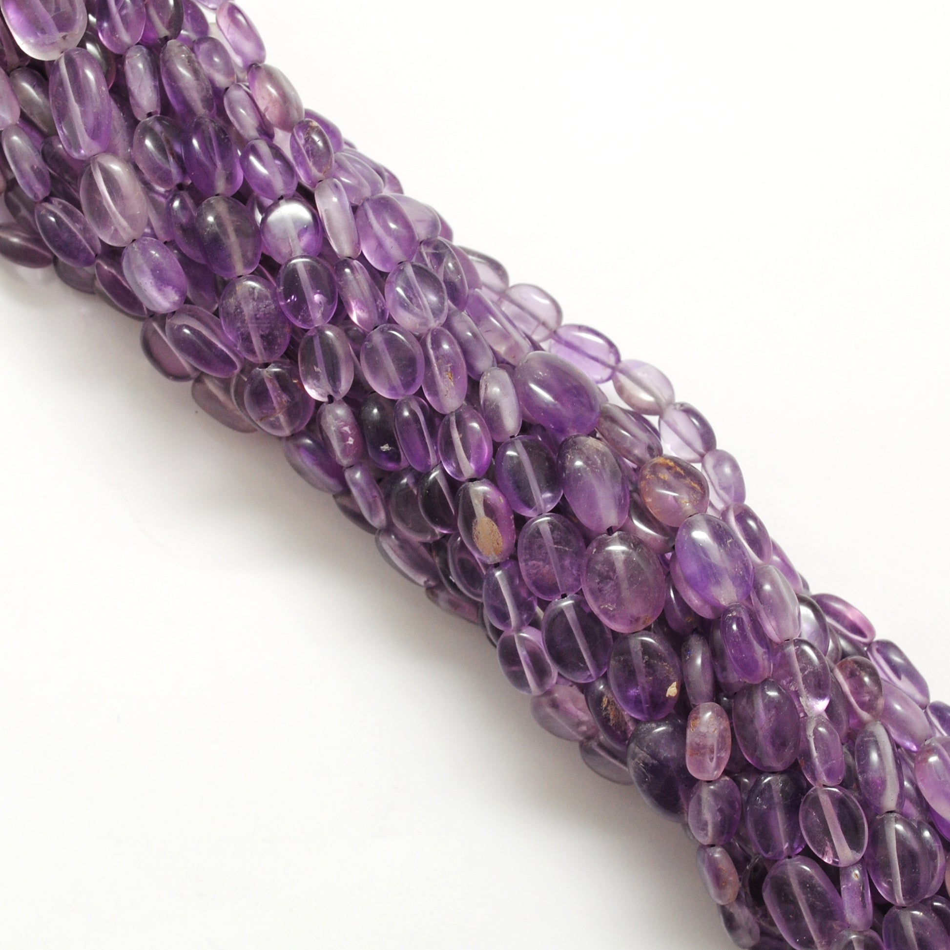 Natural Amethyst Oval Beads – 7x10-8x11mm Mix Sizes – 14" Strand DIY Jewelry Making - Kanika Creations