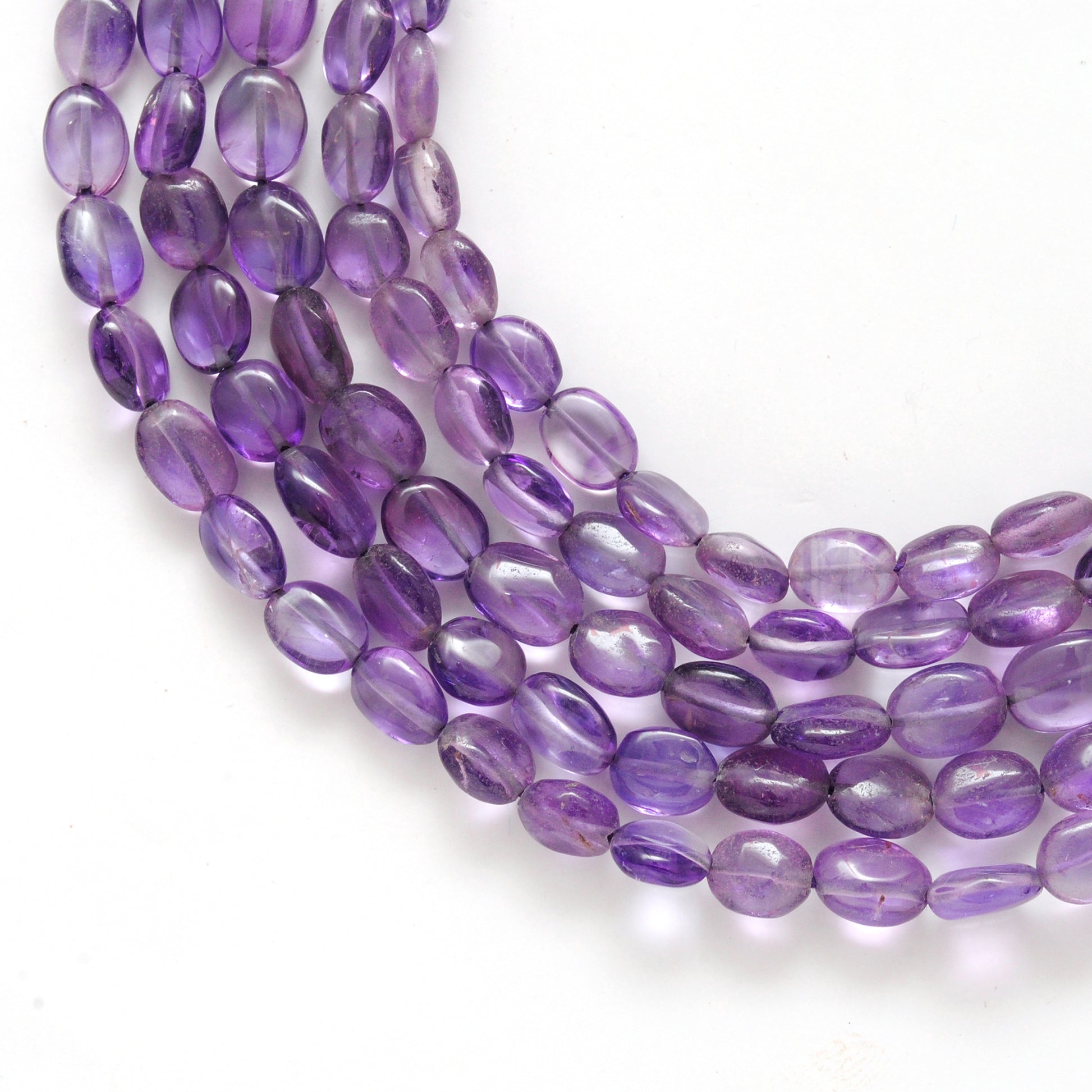 Natural Amethyst Oval Beads – 6x8mm to 7x9mm – 14-Inch Strand – Loose Gemstone for Jewelry Making - Kanika Creations