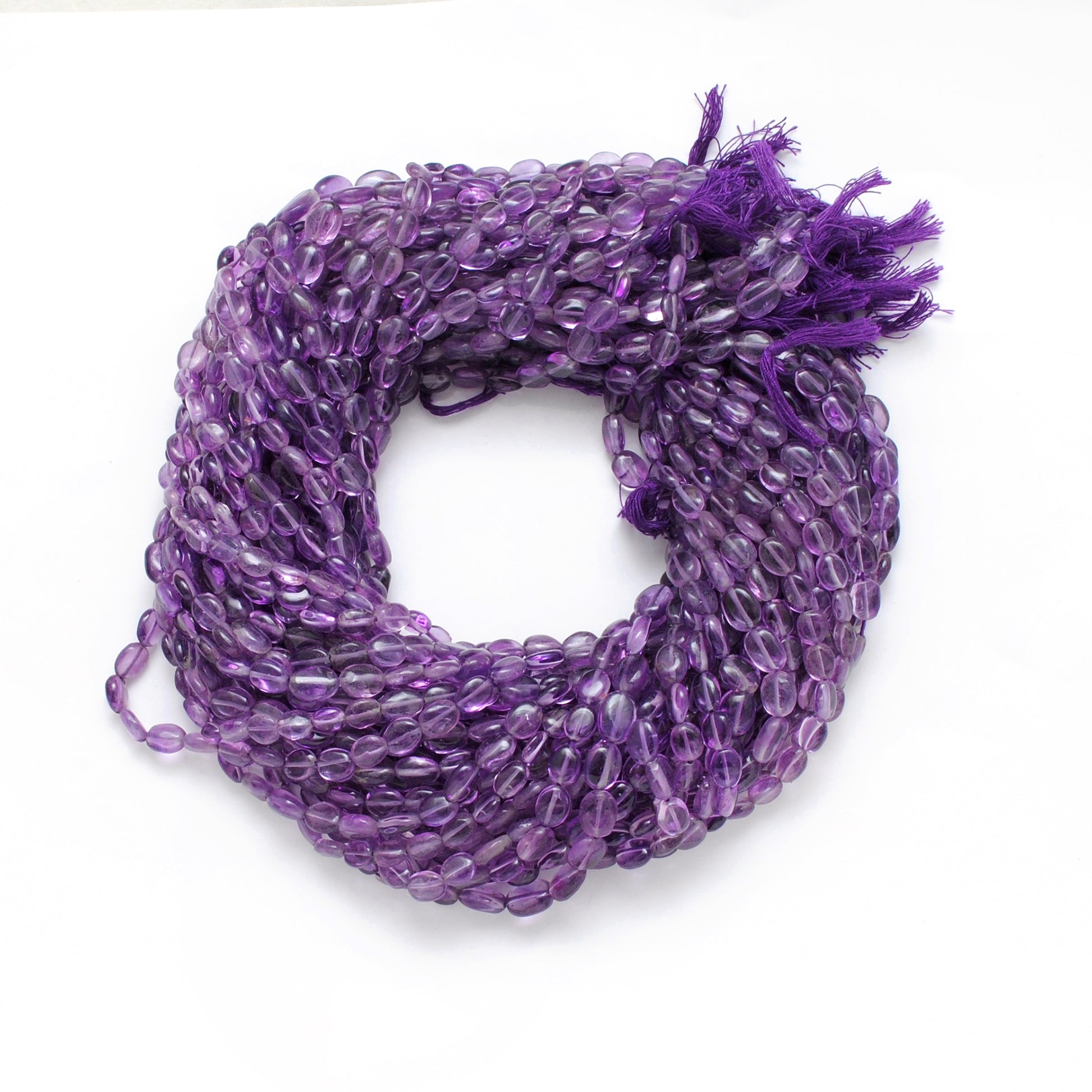 Natural Amethyst Oval Beads – 6x8mm to 7x9mm – 14-Inch Strand – Loose Gemstone for Jewelry Making - Kanika Creations