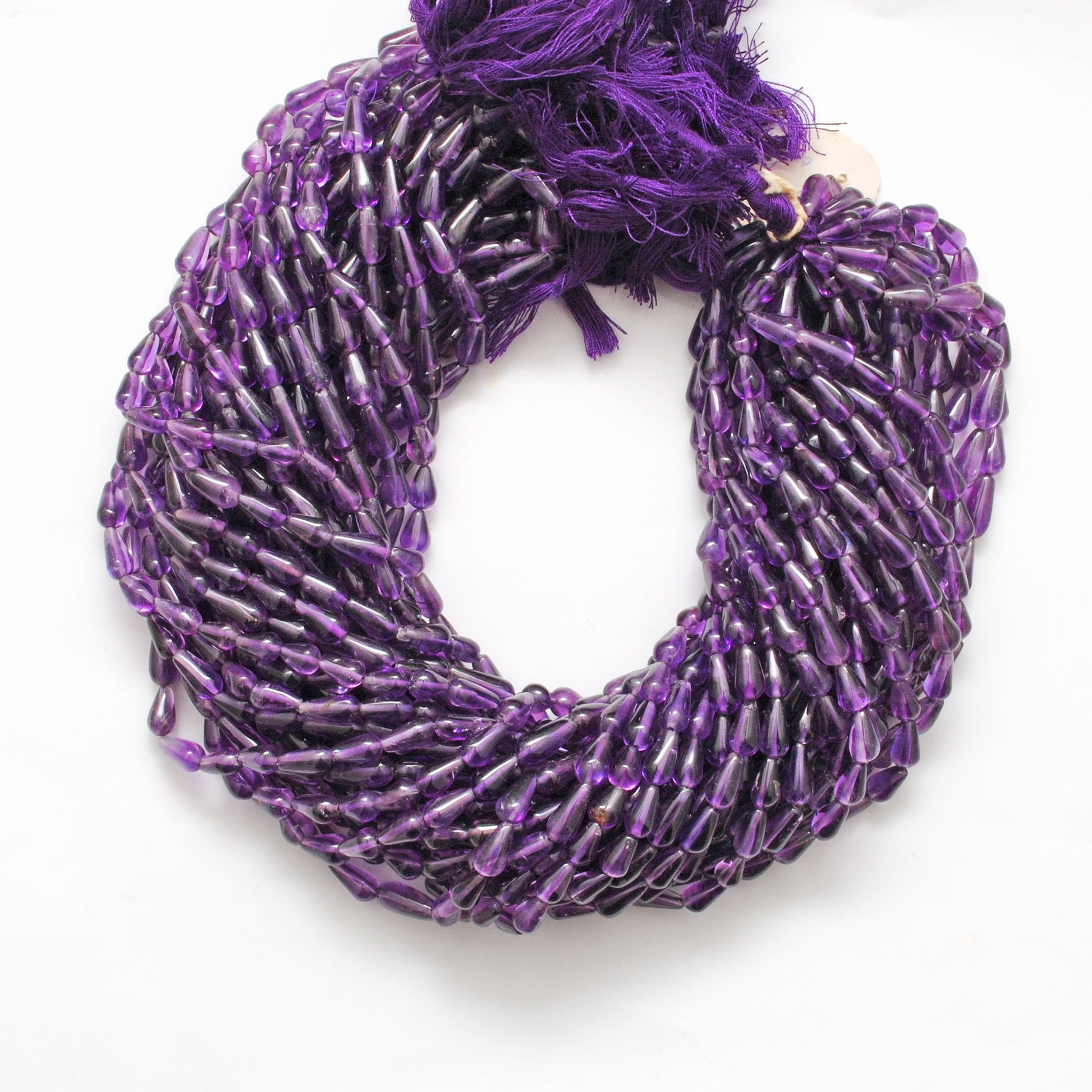 Natural Amethyst Drop Gemstone Beads, Multi-Size (4x7mm - 5x12mm), 14" Strand - Kanika Creations