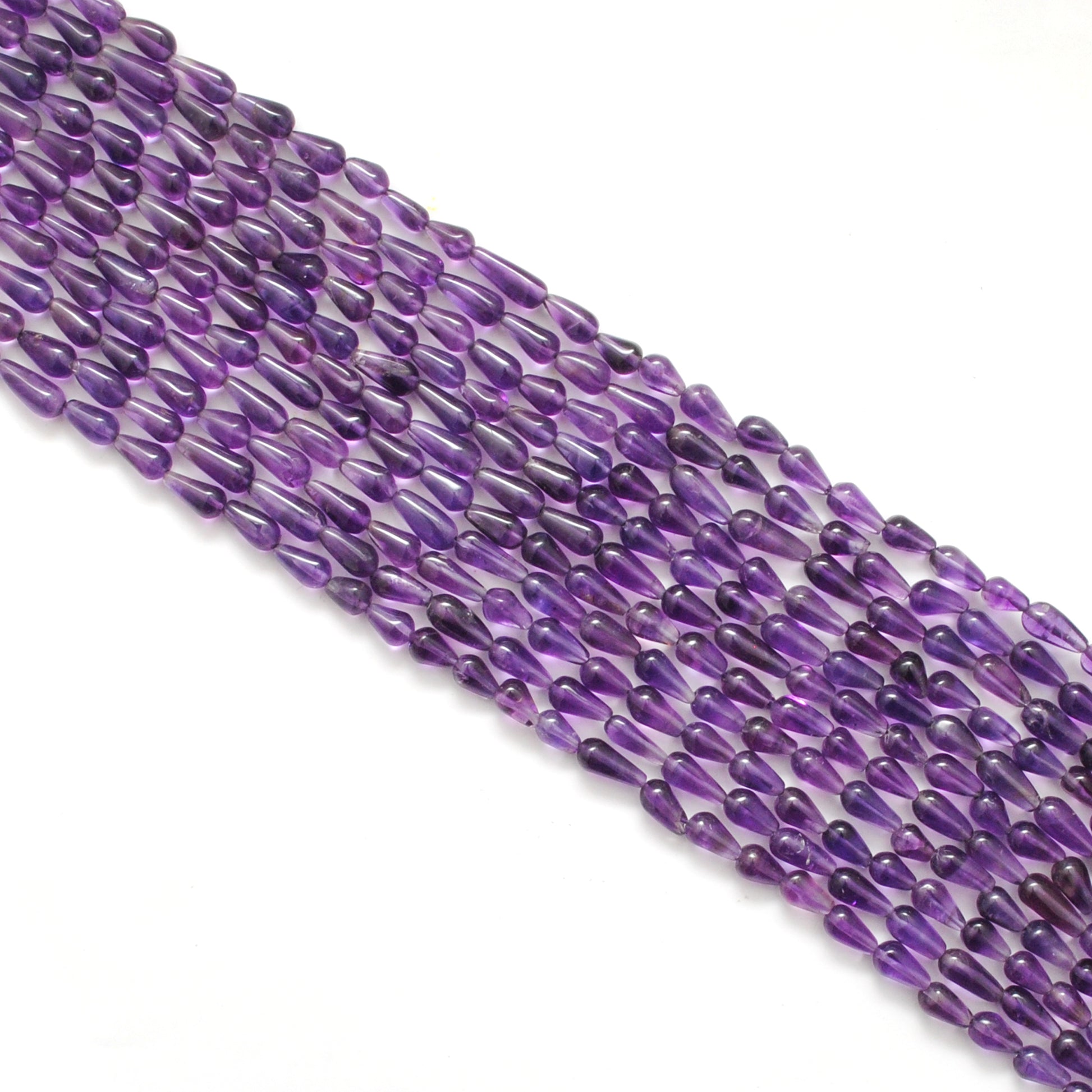 Natural Amethyst Drop Gemstone Beads, Multi-Size (4x7mm - 5x12mm), 14" Strand - Kanika Creations