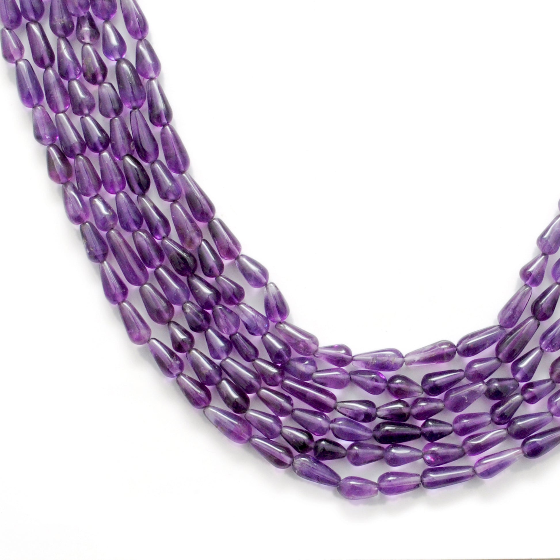 Natural Amethyst Drop Gemstone Beads, Multi-Size (4x7mm - 5x12mm), 14" Strand - Kanika Creations