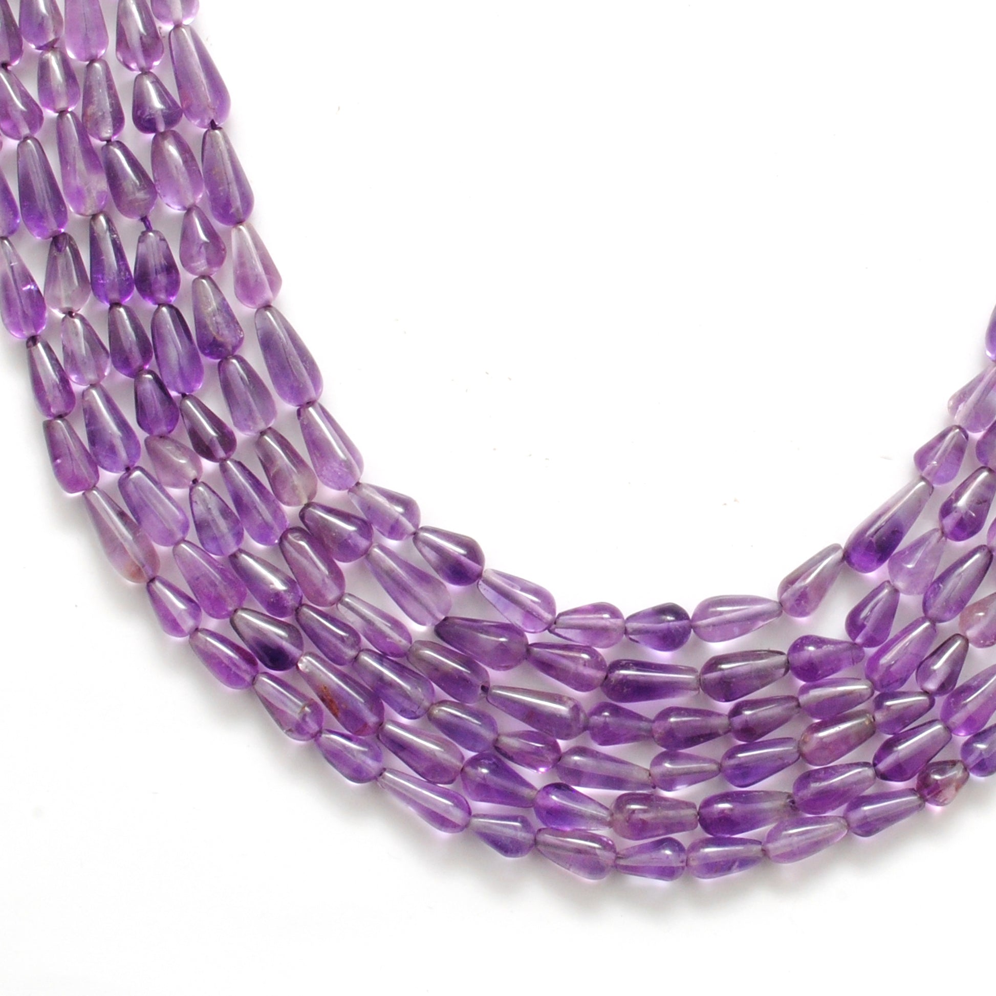 Natural Amethyst Drop Gemstone Beads, Multi-Size (4x7mm - 5x12mm), 14" Strand - Kanika Creations