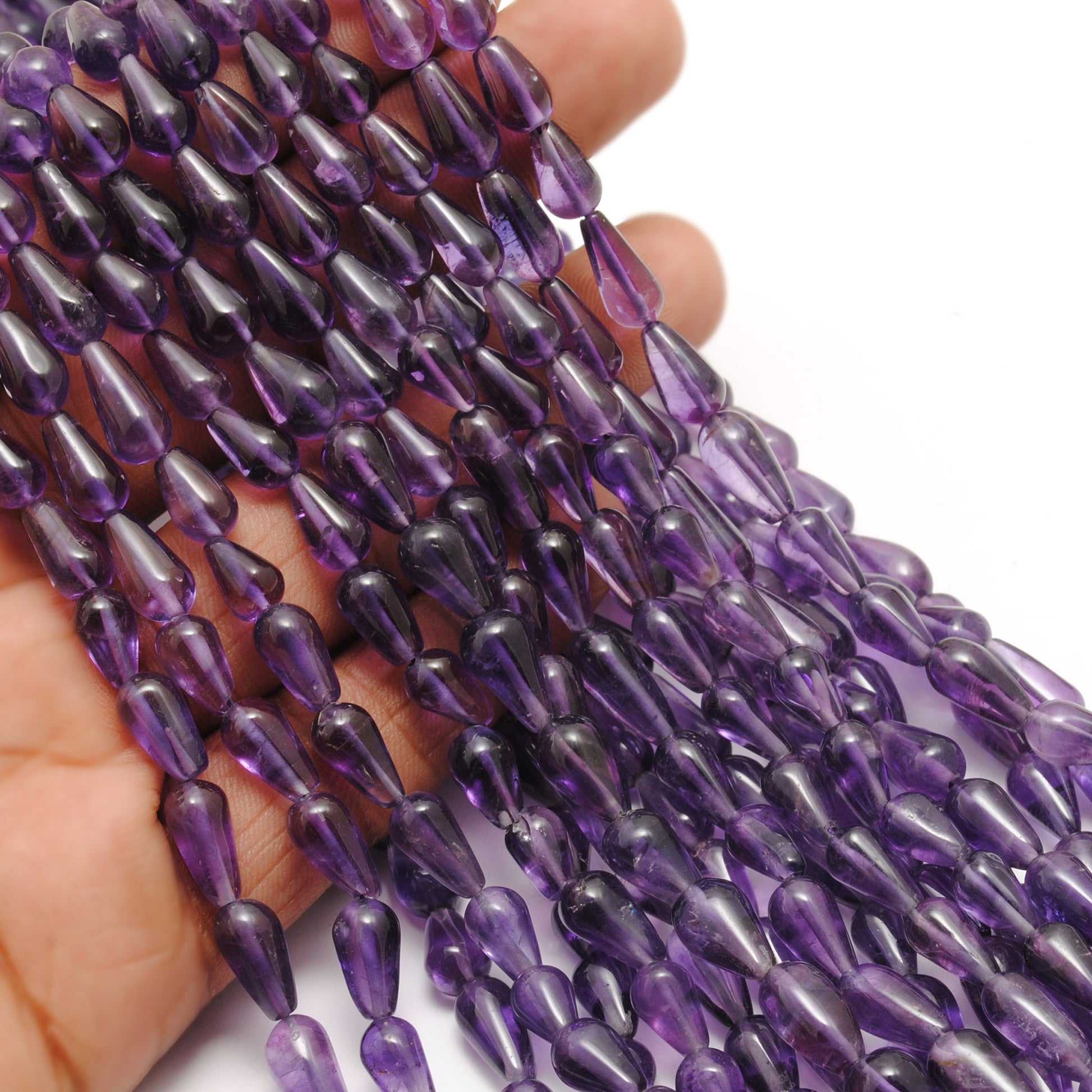 Natural Amethyst Drop Gemstone Beads – Side Drilled for DIY Jewelry Making (Mixed Sizes) 14" Strand - Kanika Creations