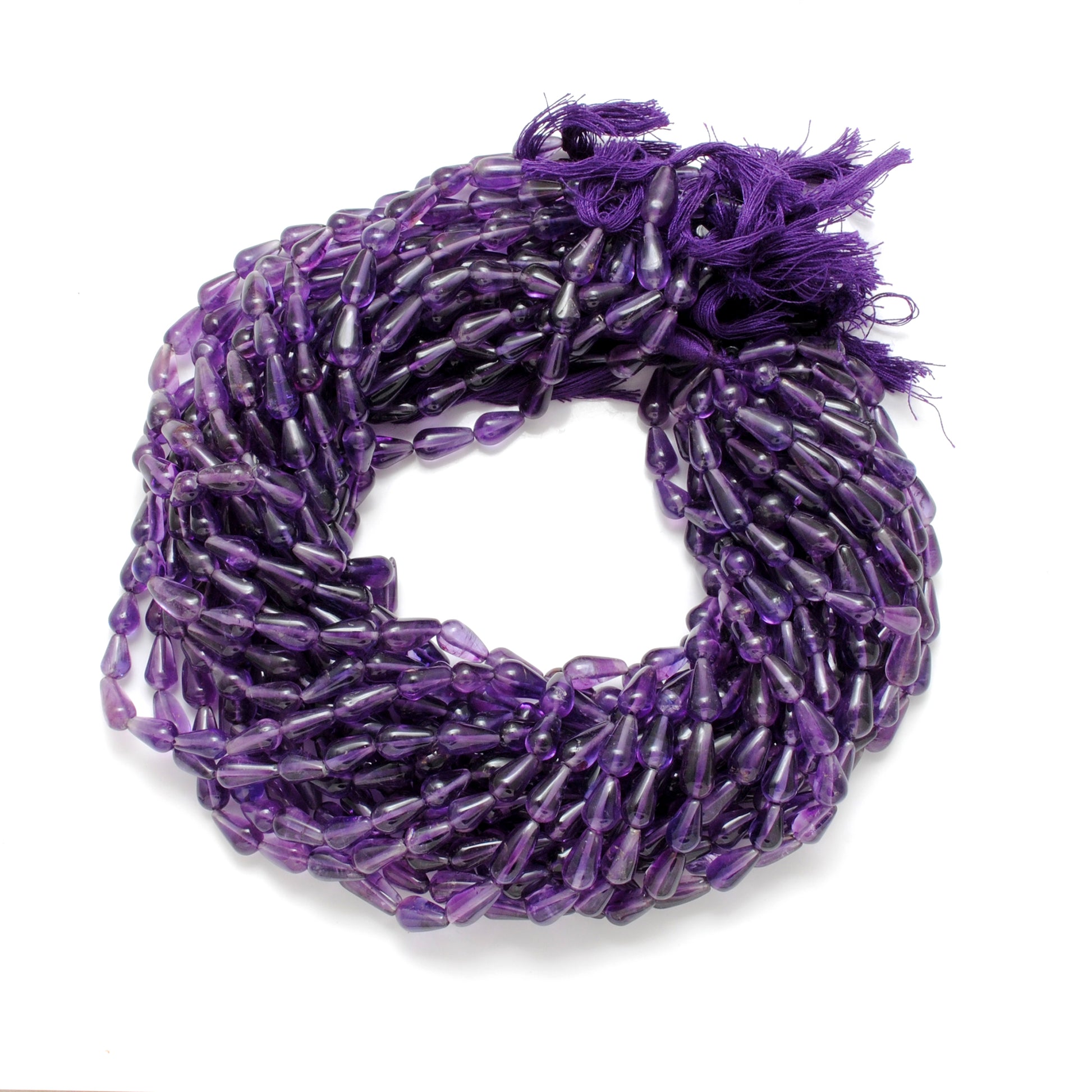 Natural Amethyst Drop Gemstone Beads – Side Drilled for DIY Jewelry Making (Mixed Sizes) 14" Strand - Kanika Creations