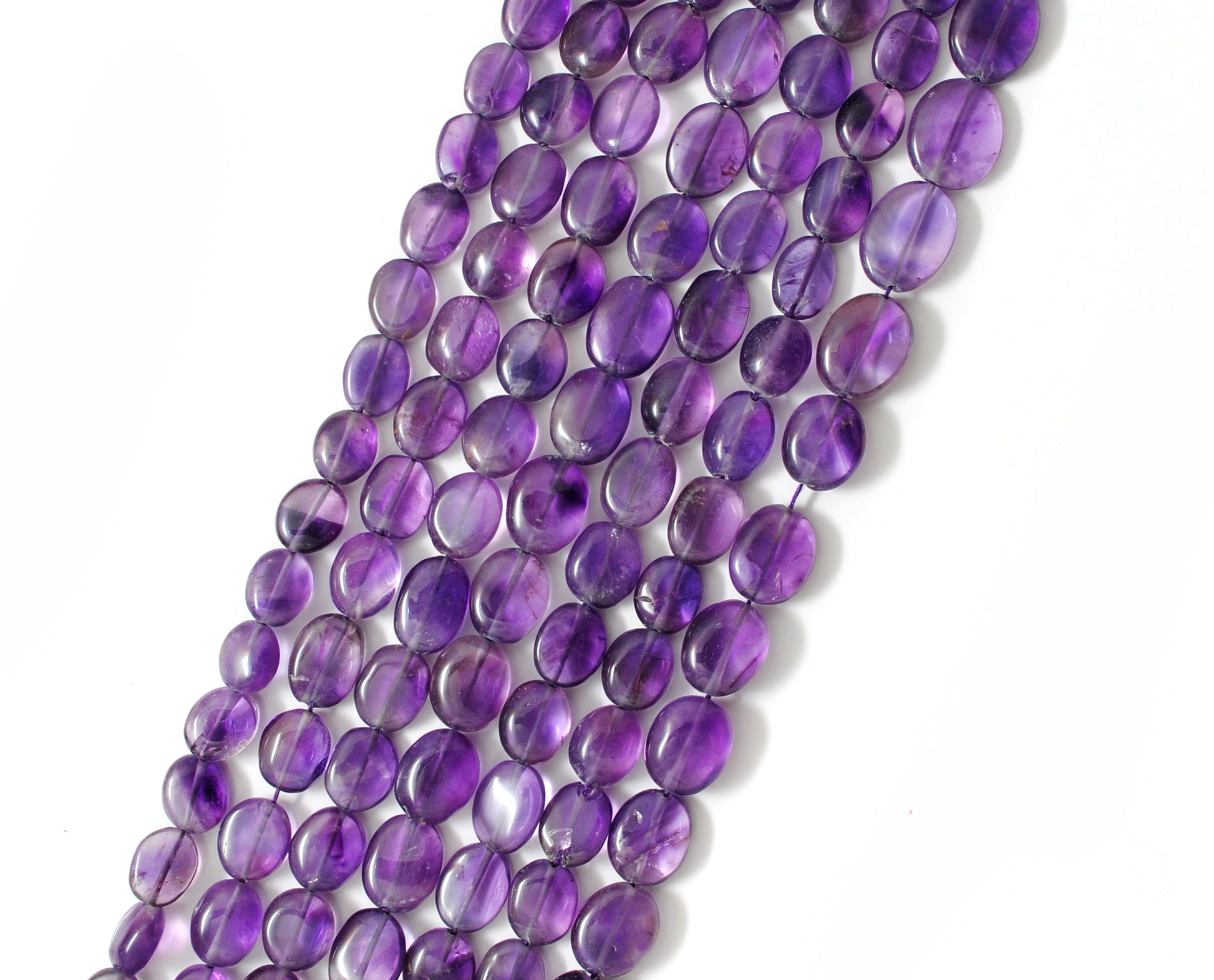 Natural Amethyst Oval Beads, 6x7–8x9mm Mixed Size, 15-Inch Strand – Wholesale Gemstone Beads for Jewelry Making - Kanika Creations