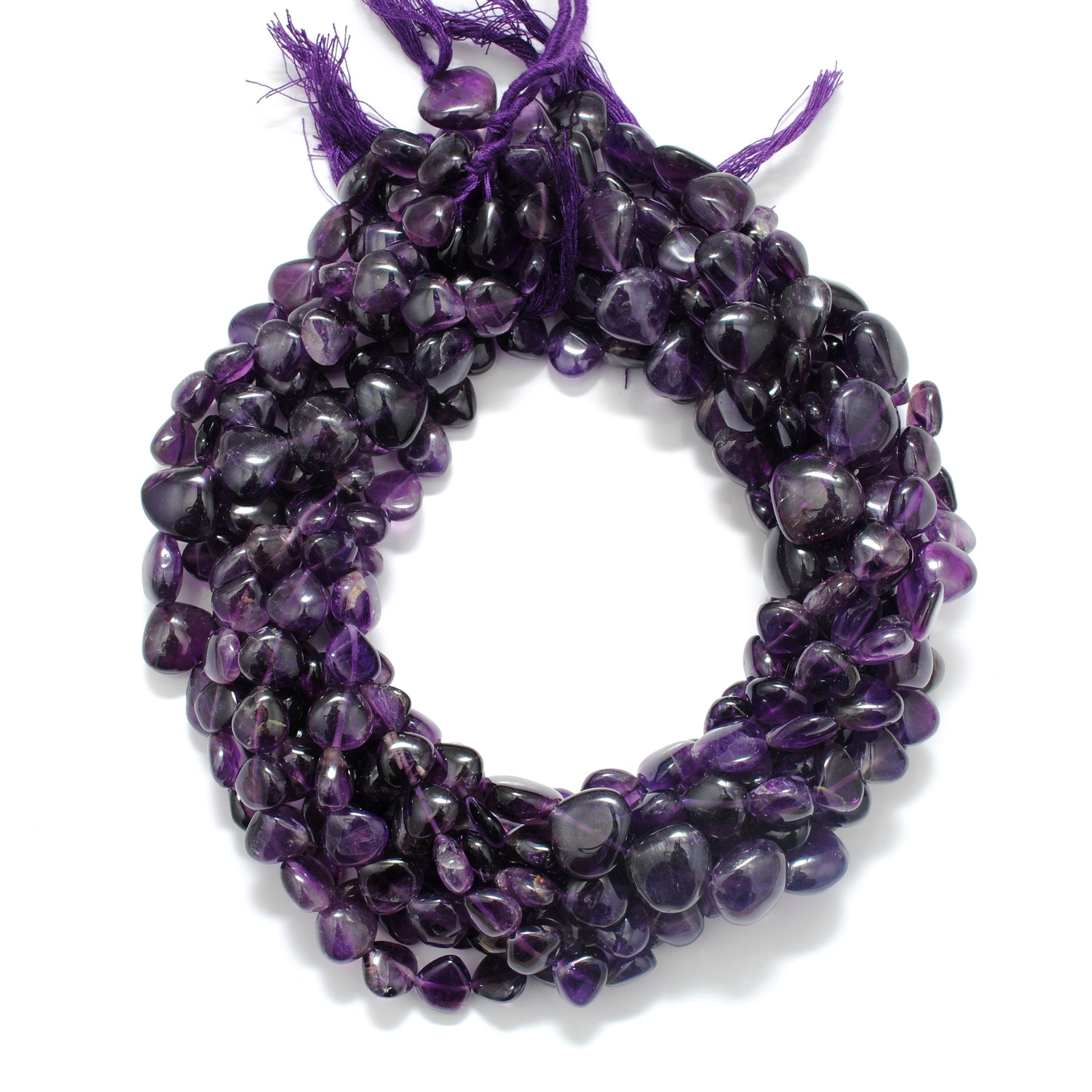 Natural Amethyst Heart Gemstone Beads – 10mm, 14-Inch Strand – DIY Jewelry & Gift Making - Kanika Creations