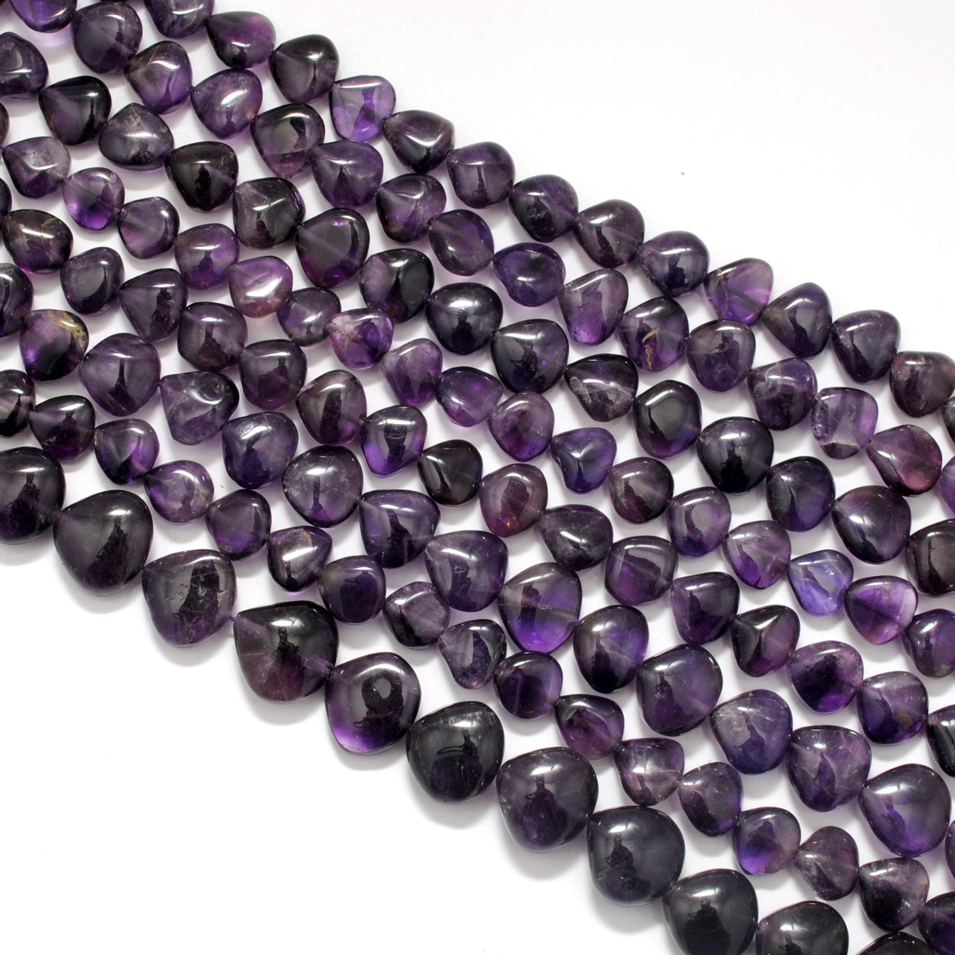 Natural Amethyst Heart Gemstone Beads – 10mm, 14-Inch Strand – DIY Jewelry & Gift Making - Kanika Creations