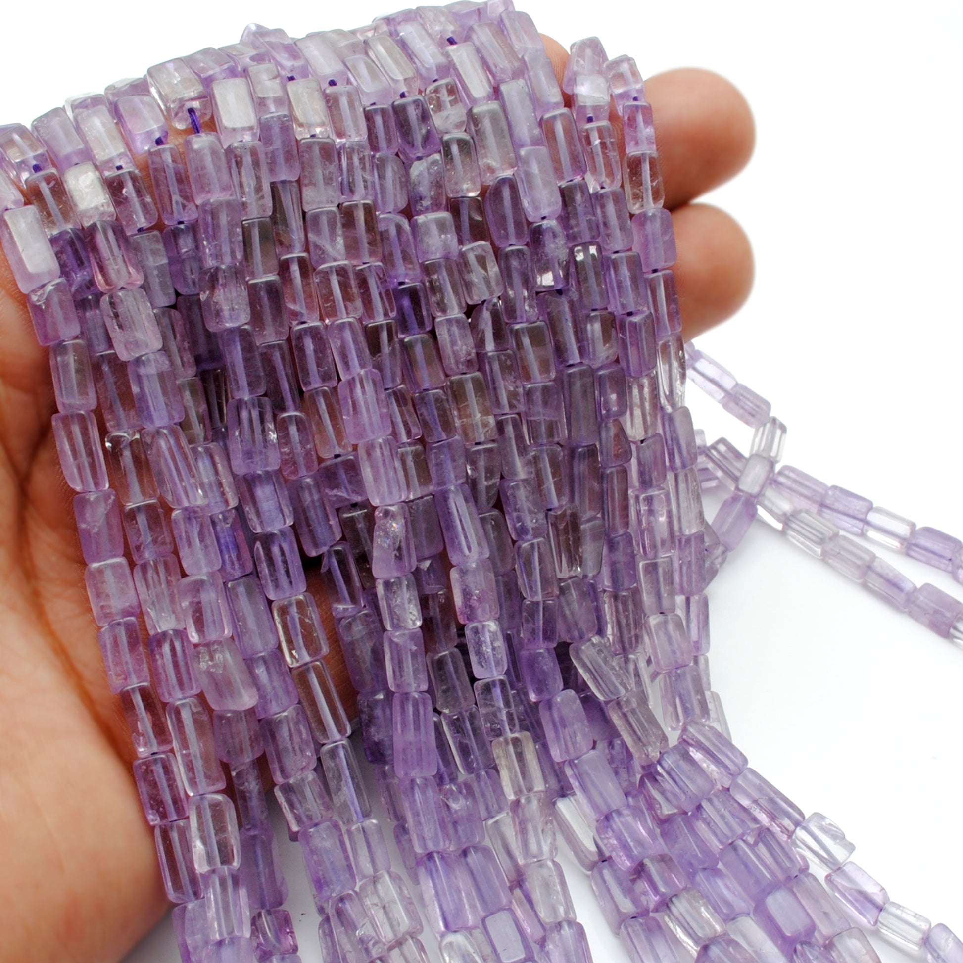 Natural Amethyst Cube Gemstone Beads, 3x5–5x9mm Mixed Size – Center Drilled, 15-Inch Strand for DIY Jewelry Making - Kanika Creations