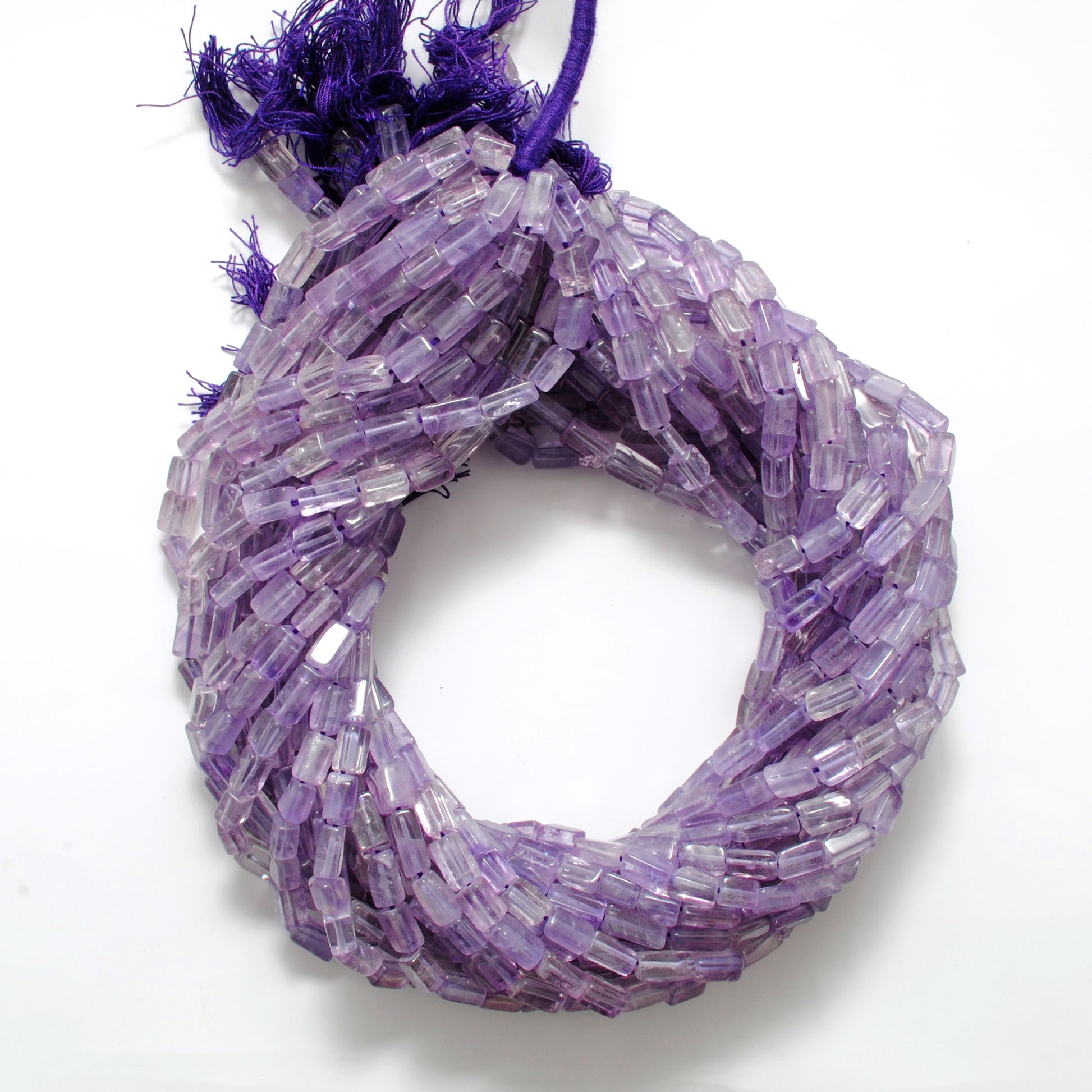 Natural Amethyst Cube Gemstone Beads, 3x5–5x9mm Mixed Size – Center Drilled, 15-Inch Strand for DIY Jewelry Making - Kanika Creations