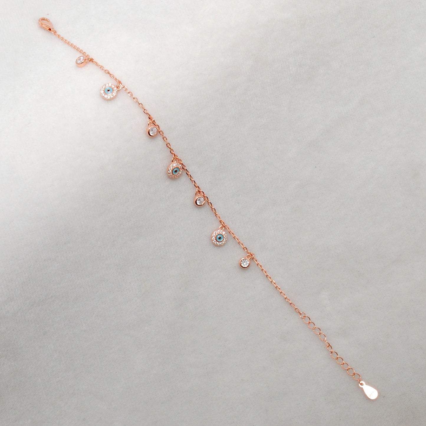Cubic Zirconia Evil Eye Bracelet – 925 Silver, Rose Gold & Silver Plated, 8 Inch Gift for Wife - Kanika Creations
