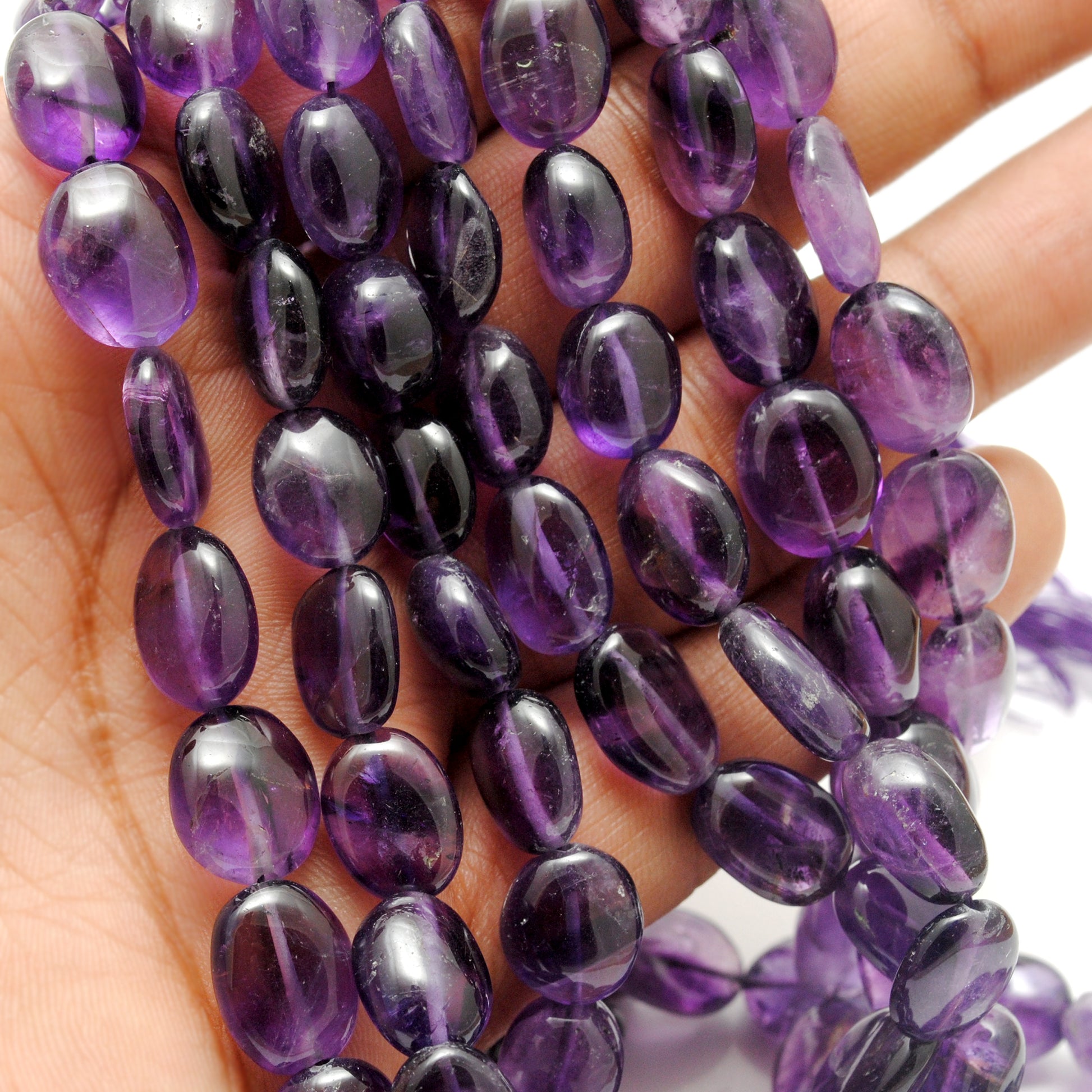 Natural Amethyst Nugget Beads, 8x11–12x18mm Mixed Size – 15-Inch Strand for DIY Jewelry Making - Kanika Creations