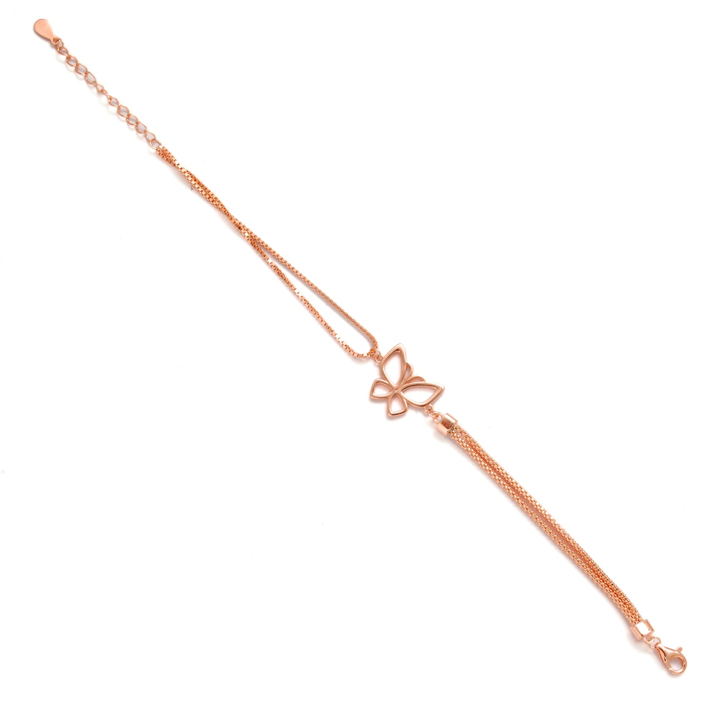 Dainty Butterfly Bracelet – 925 Sterling Silver, Rose Gold Plated, Gift for Her - Kanika Creations