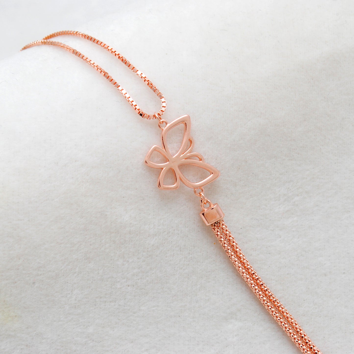 Dainty Butterfly Bracelet – 925 Sterling Silver, Rose Gold Plated, Gift for Her - Kanika Creations