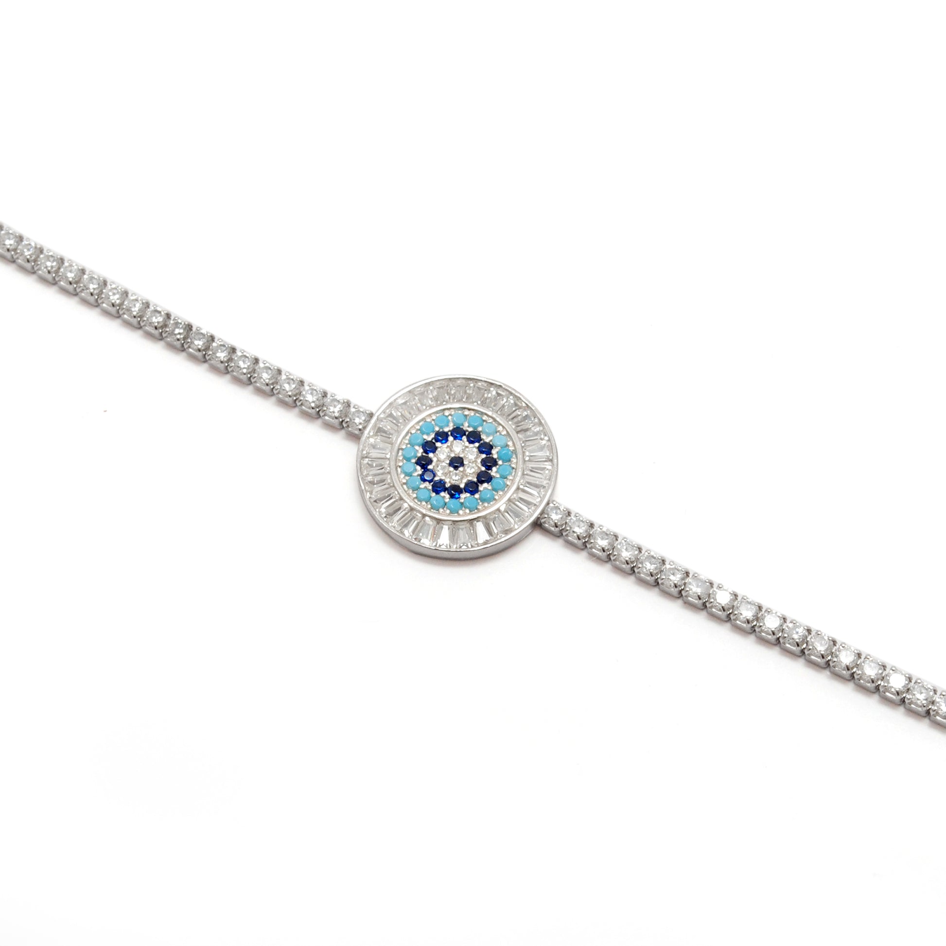 Colorful CZ Evil Eye Bracelet – 925 Silver Protection Jewelry, Gift for Her - Kanika Creations