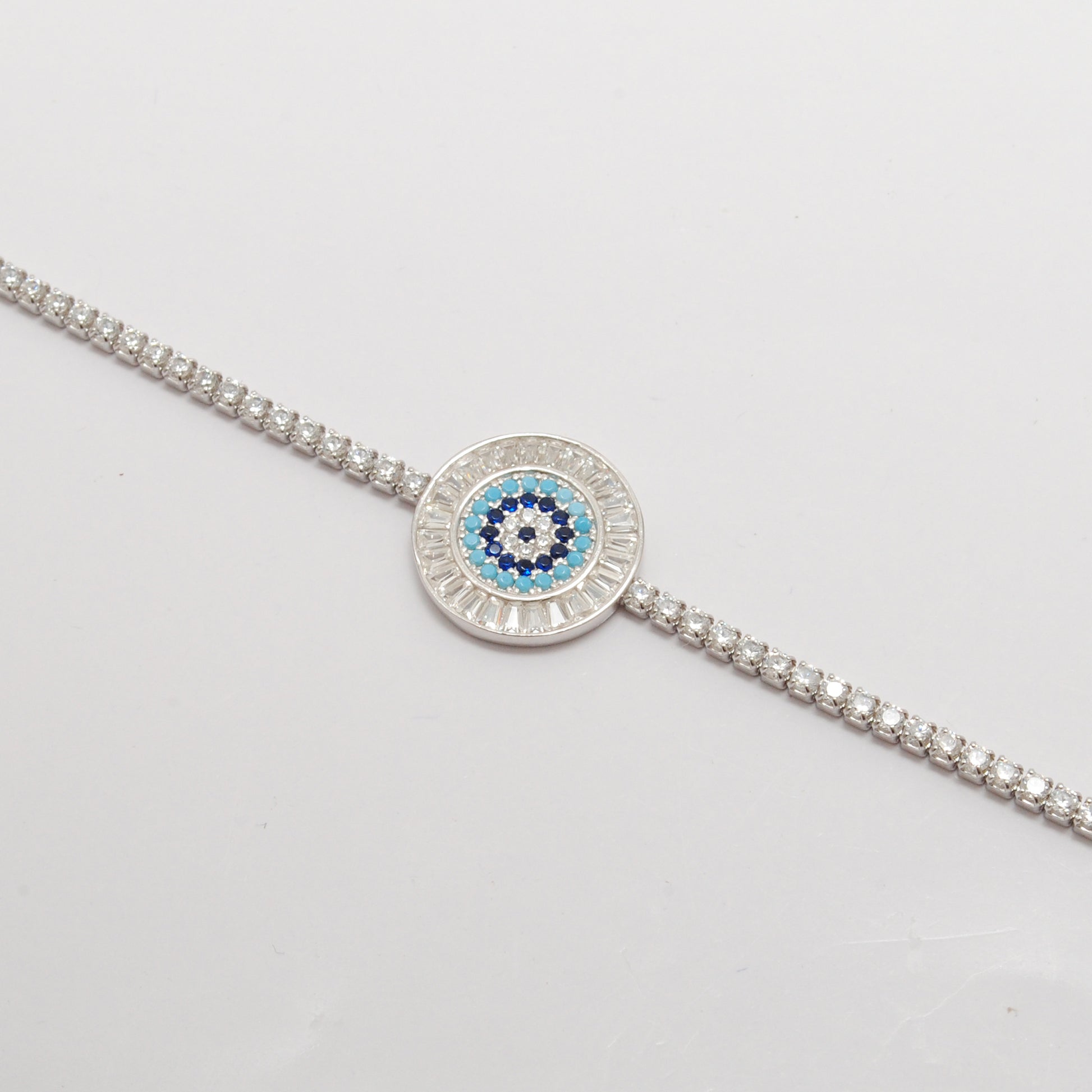 Colorful CZ Evil Eye Bracelet – 925 Silver Protection Jewelry, Gift for Her - Kanika Creations