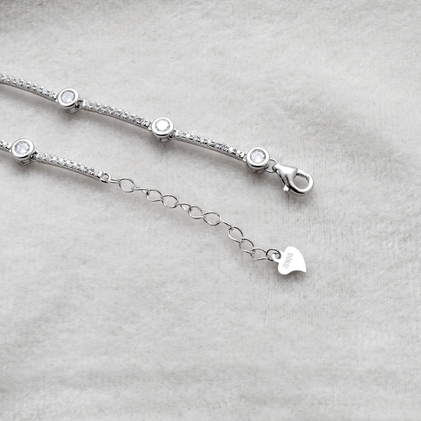 Minimalist CZ Chain Bracelet – 925 Sterling Silver, 8 Inch Gift for Her - Kanika Creations