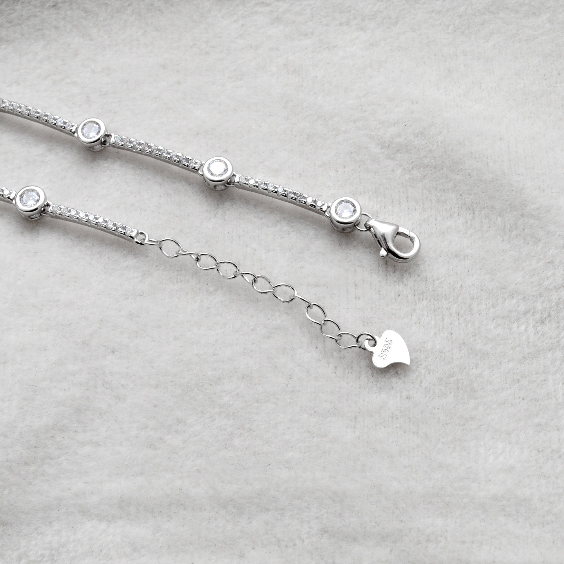 Minimalist CZ Chain Bracelet – 925 Sterling Silver, 8 Inch Gift for Her - Kanika Creations