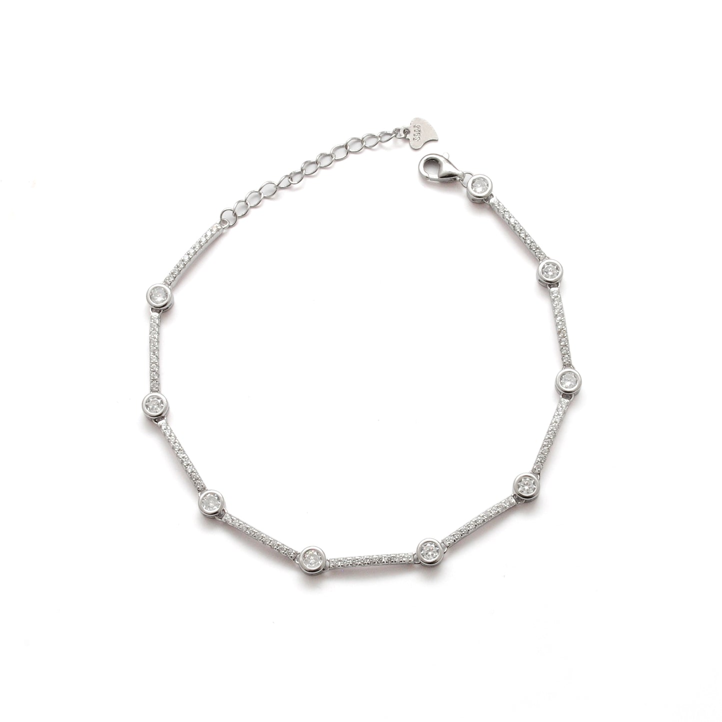 Minimalist CZ Chain Bracelet – 925 Sterling Silver, 8 Inch Gift for Her - Kanika Creations