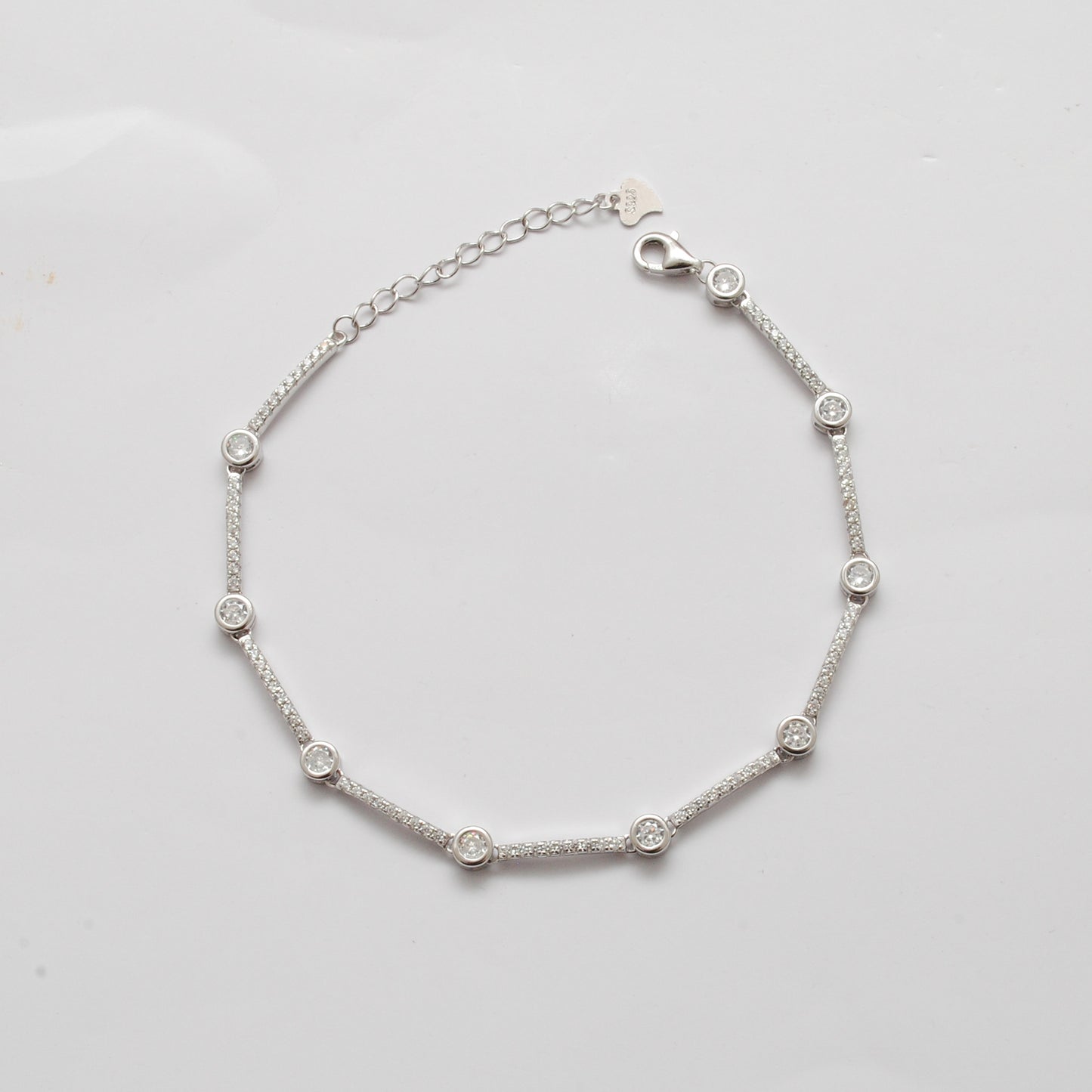 Minimalist CZ Chain Bracelet – 925 Sterling Silver, 8 Inch Gift for Her - Kanika Creations