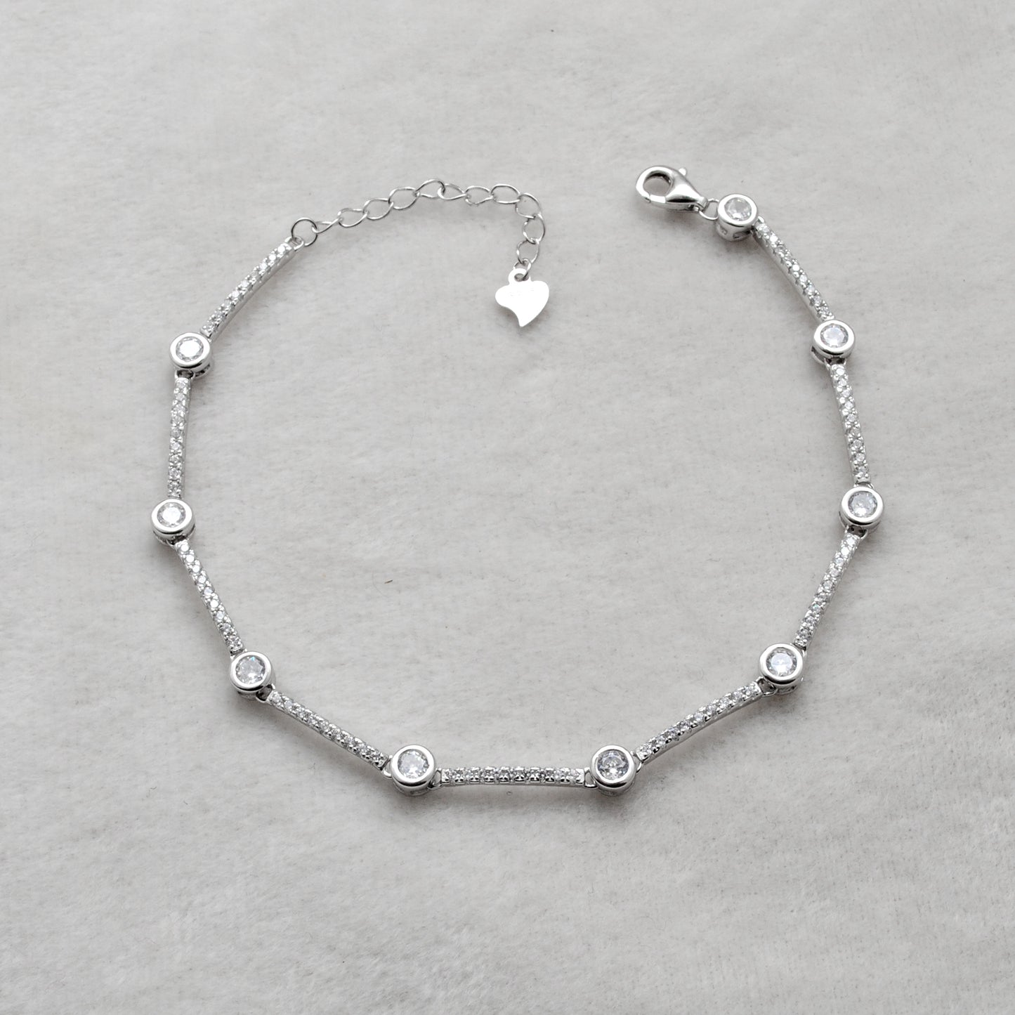 Minimalist CZ Chain Bracelet – 925 Sterling Silver, 8 Inch Gift for Her - Kanika Creations