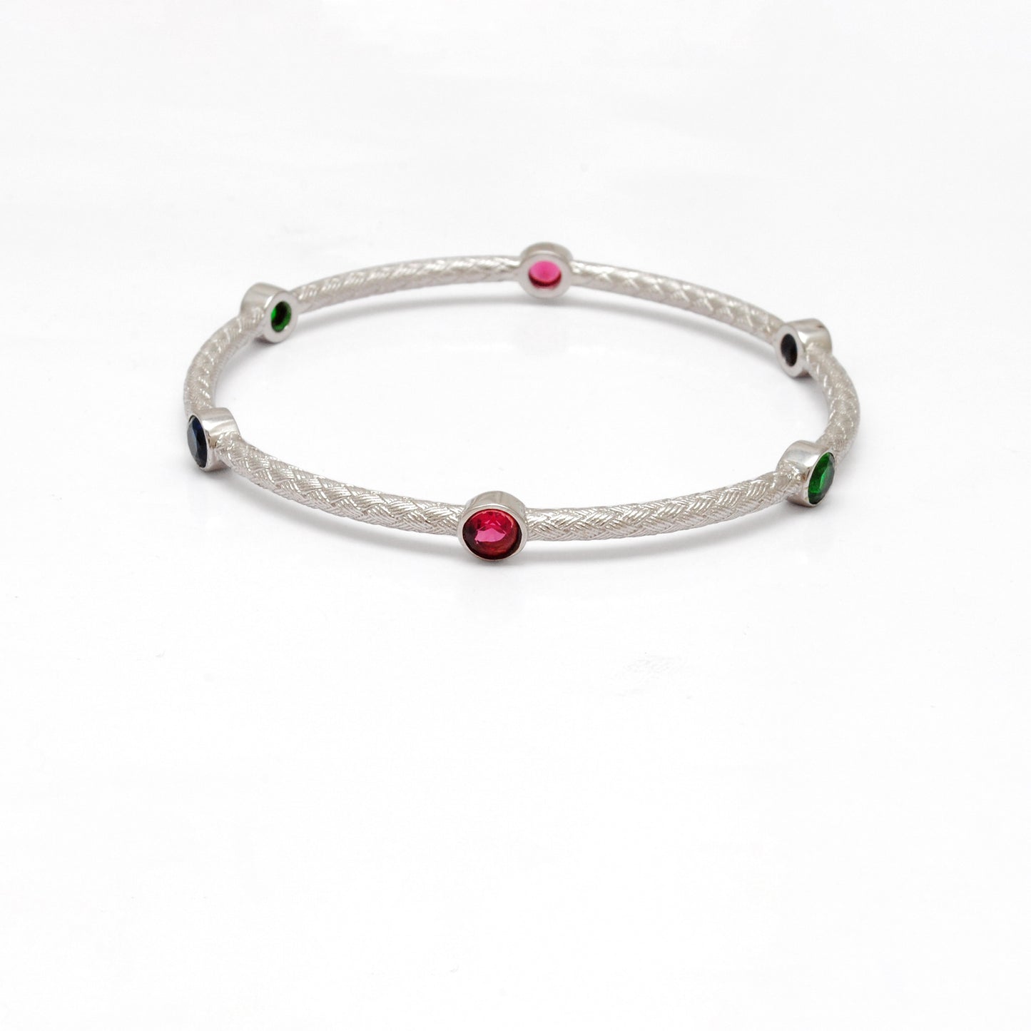 925 Silver Openable Multi-Gemstone Bangle Bracelet – Elegant Jewelry for Women - Kanika Creations