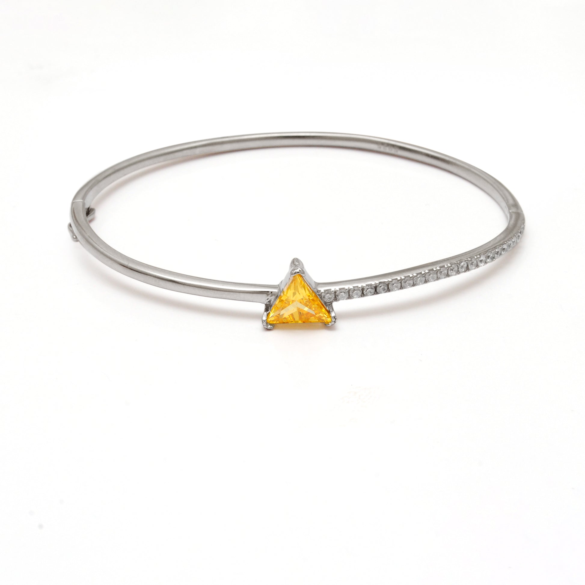 Handmade CZ Bangle Bracelet – 925 Silver Openable Jewelry Gift for Wife - Kanika Creations