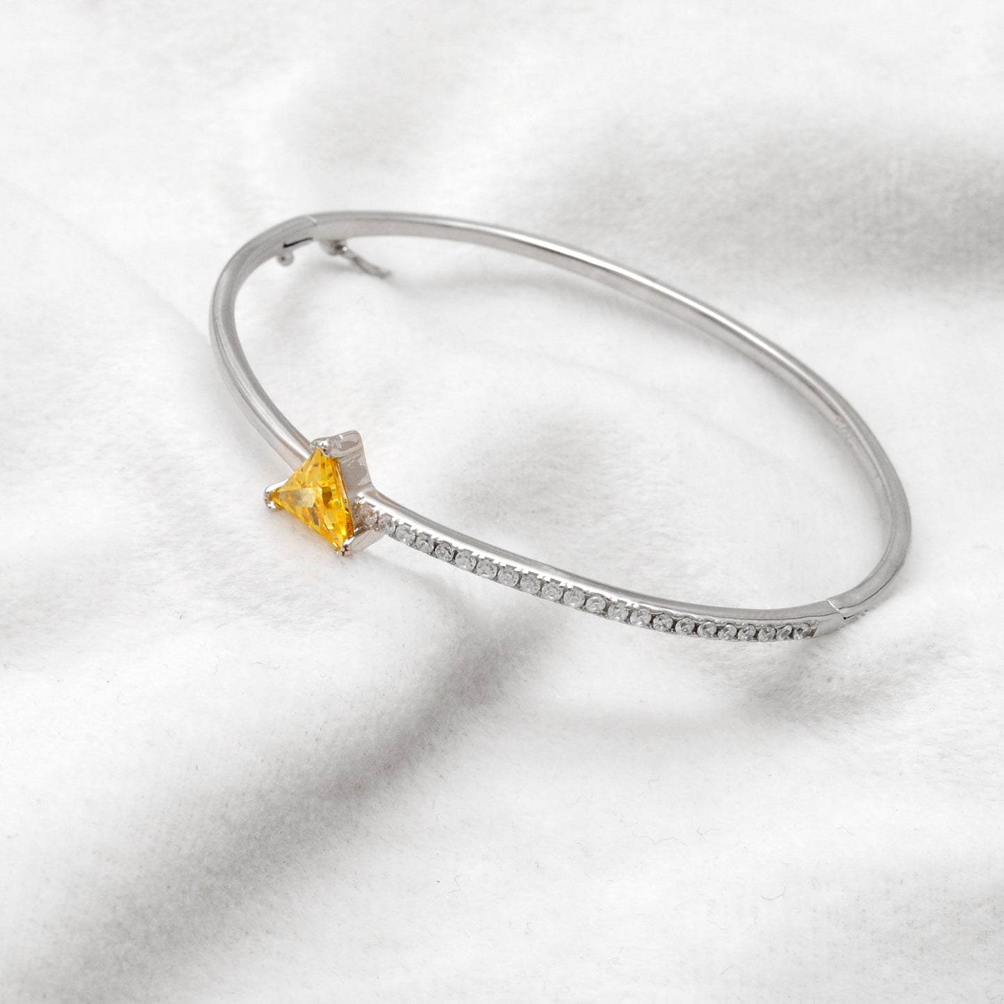 Handmade CZ Bangle Bracelet – 925 Silver Openable Jewelry Gift for Wife - Kanika Creations