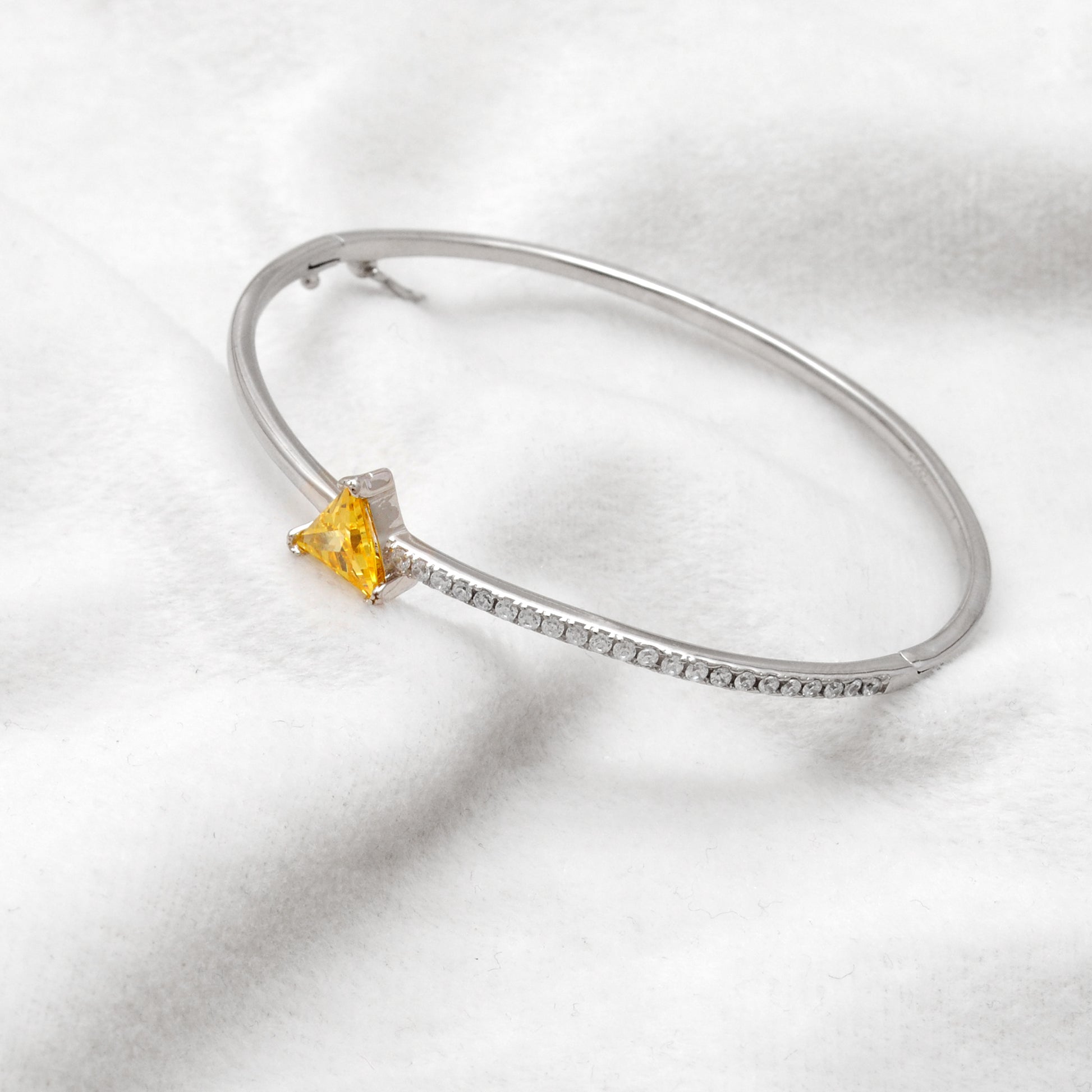 Handmade CZ Bangle Bracelet – 925 Silver Openable Jewelry Gift for Wife - Kanika Creations