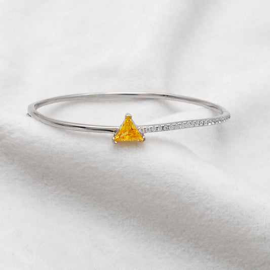 Handmade CZ Bangle Bracelet – 925 Silver Openable Jewelry Gift for Wife - Kanika Creations