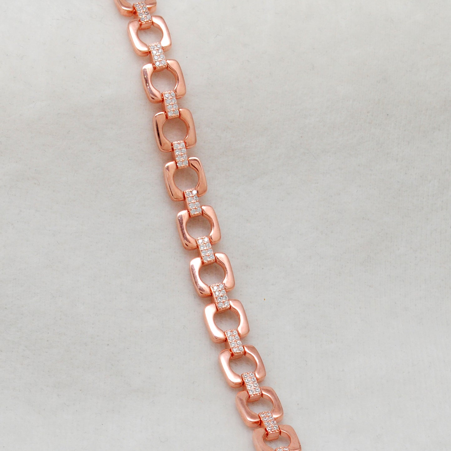 925 Sterling Silver CZ Link Bracelet – Rose Gold Finish, Delicate Jewelry, Gift for Her - Kanika Creations