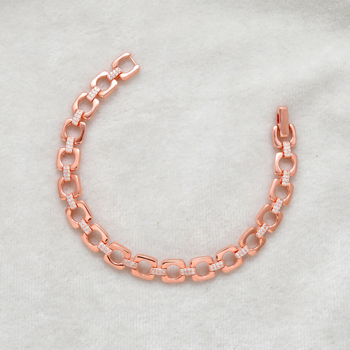 925 Sterling Silver CZ Link Bracelet – Rose Gold Finish, Delicate Jewelry, Gift for Her - Kanika Creations