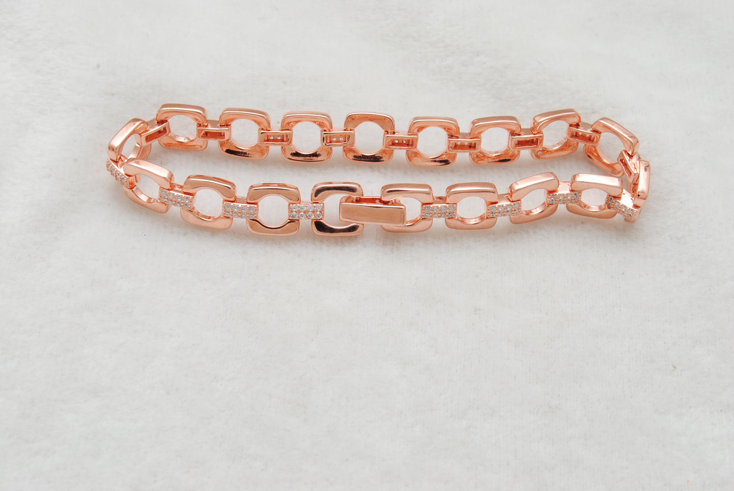 925 Sterling Silver CZ Link Bracelet – Rose Gold Finish, Delicate Jewelry, Gift for Her - Kanika Creations