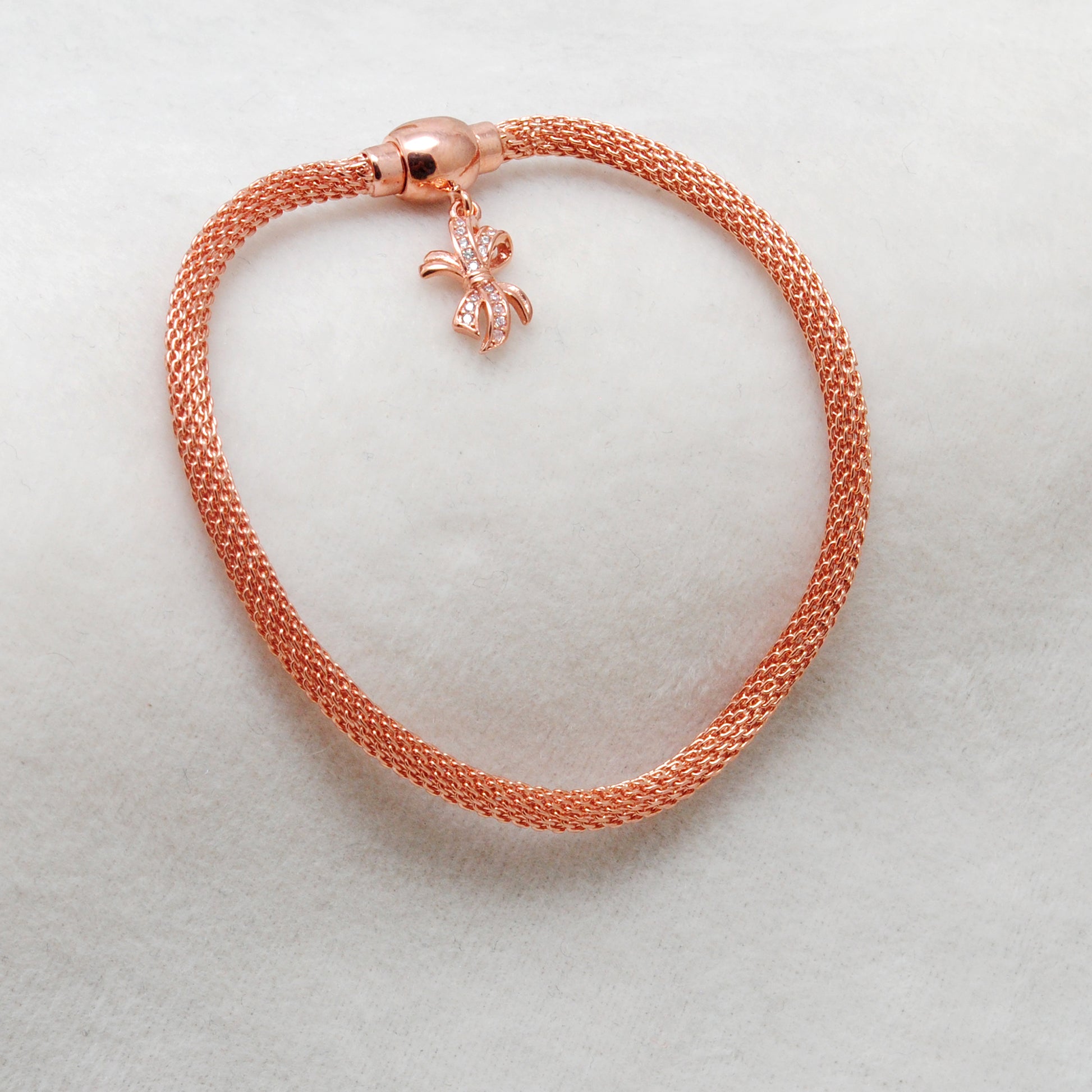 925 Sterling Silver CZ Flower Openable Bracelet – Rose Gold Plated – Handmade Jewelry, Gift for Her - Kanika Creations