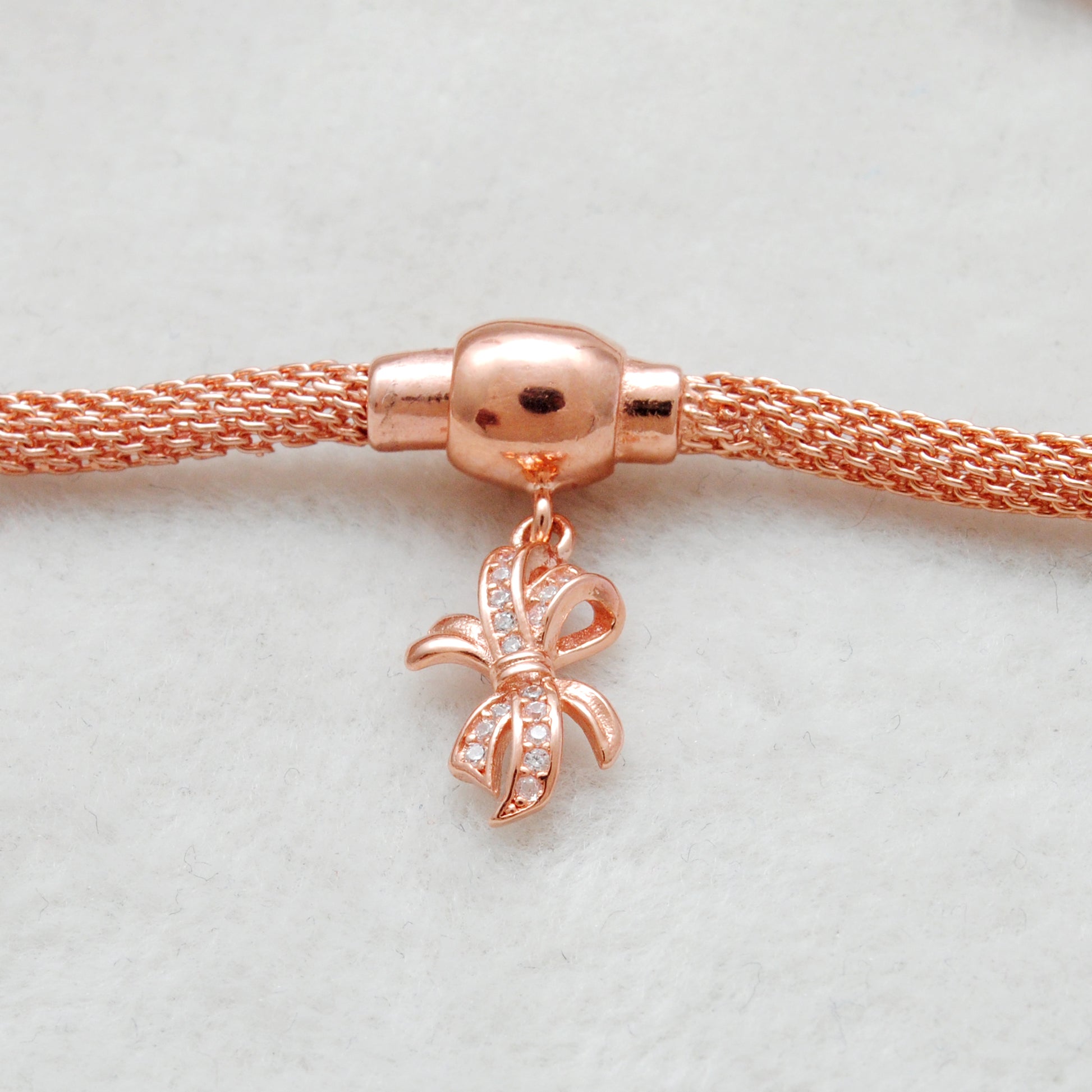 925 Sterling Silver CZ Flower Openable Bracelet – Rose Gold Plated – Handmade Jewelry, Gift for Her - Kanika Creations
